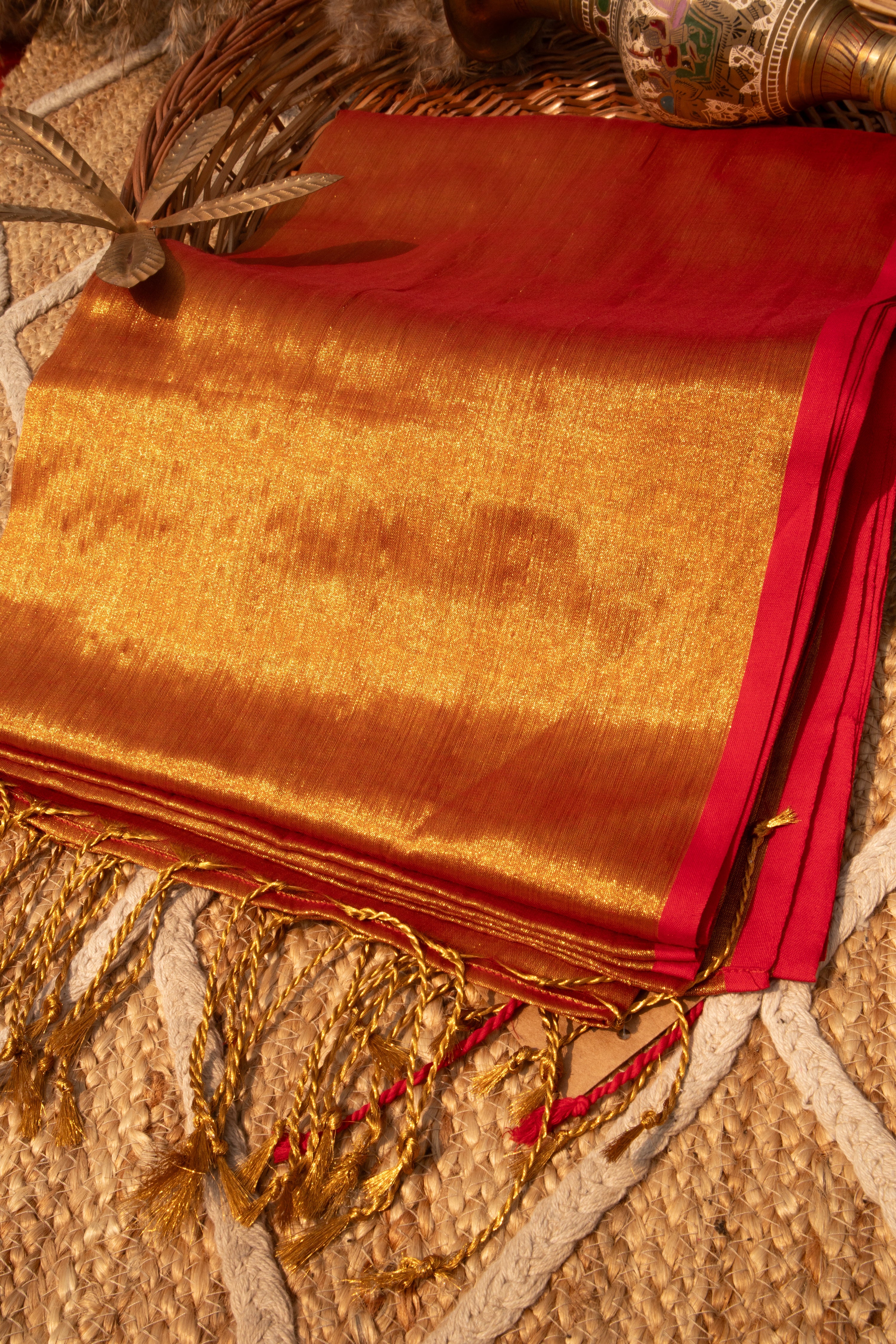 Tripataka  I Warm Gold Dual Tone Tissue Saree