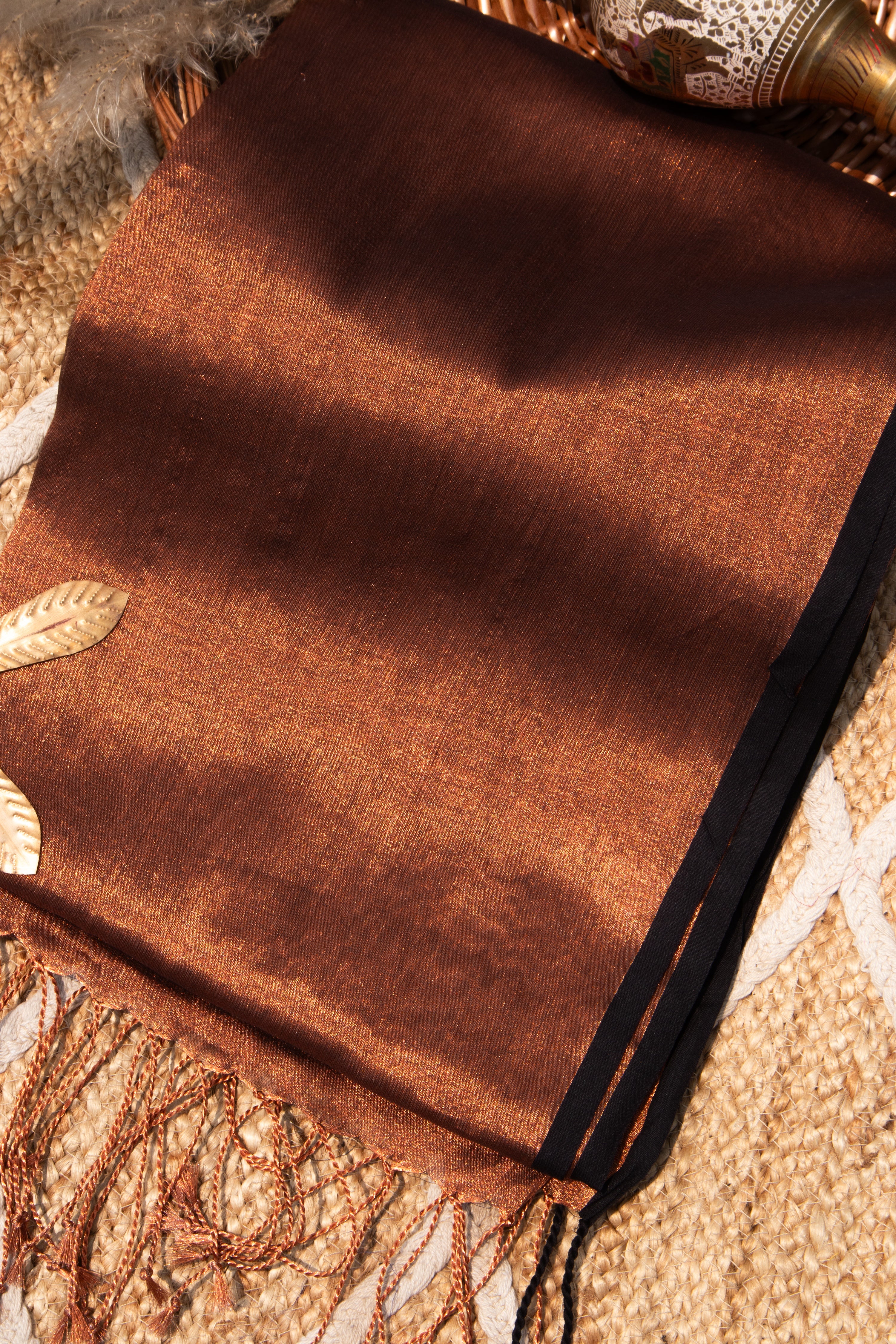 Copper Kalakar I Copper Handloom Tissue Saree