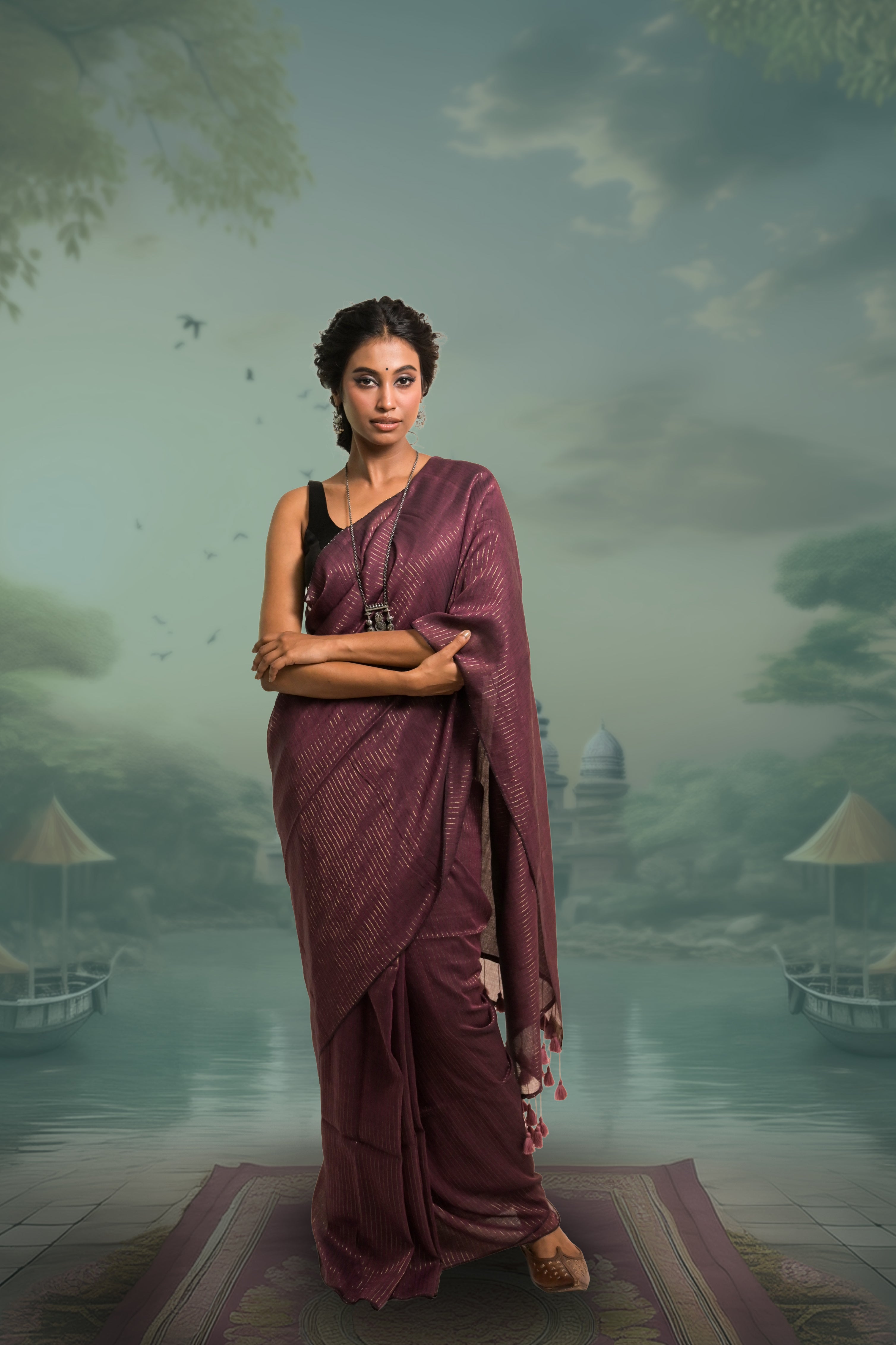zari-striped-burgundy-cotton-saree