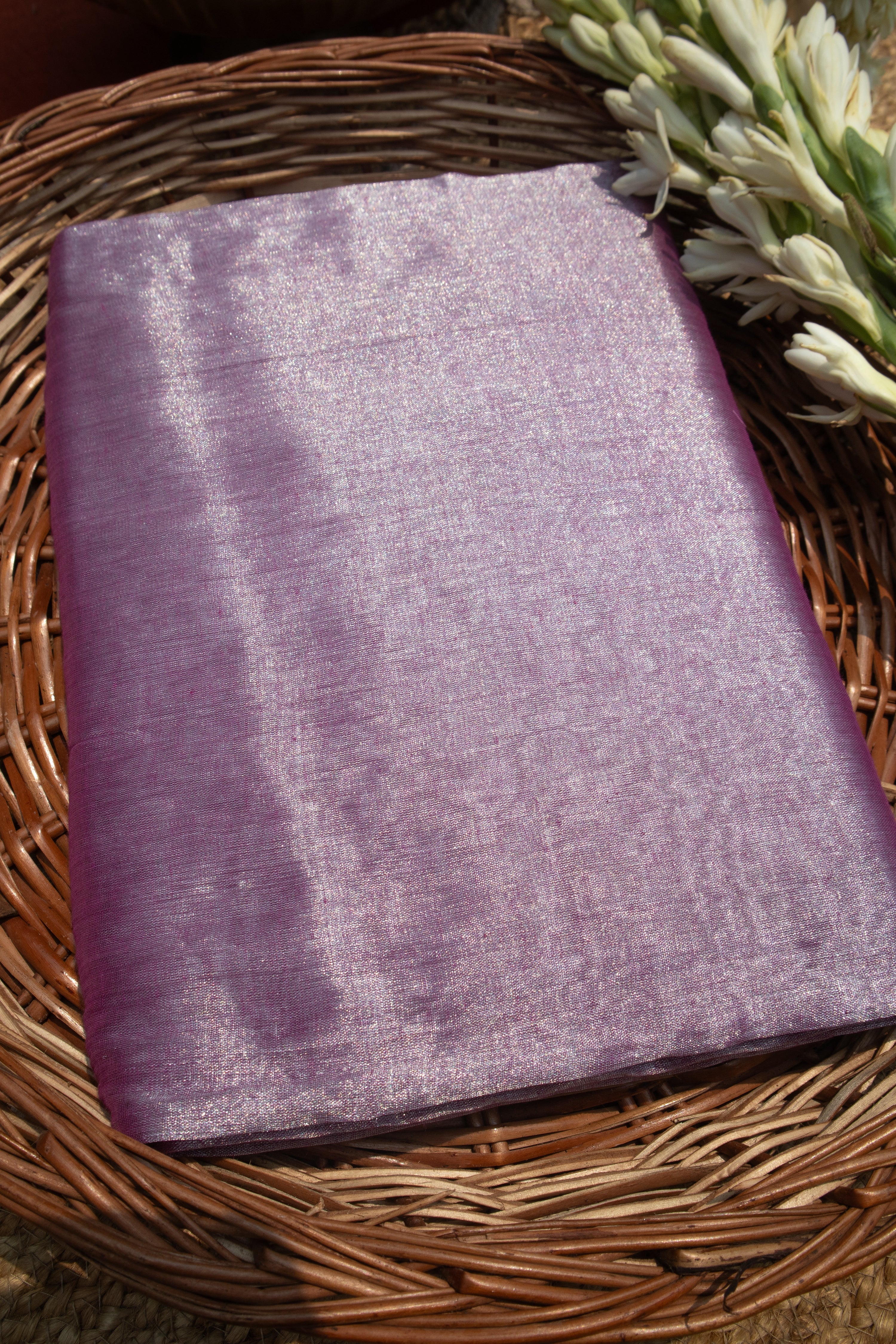 Lavender Shine I Lavender Handloom Tissue Saree