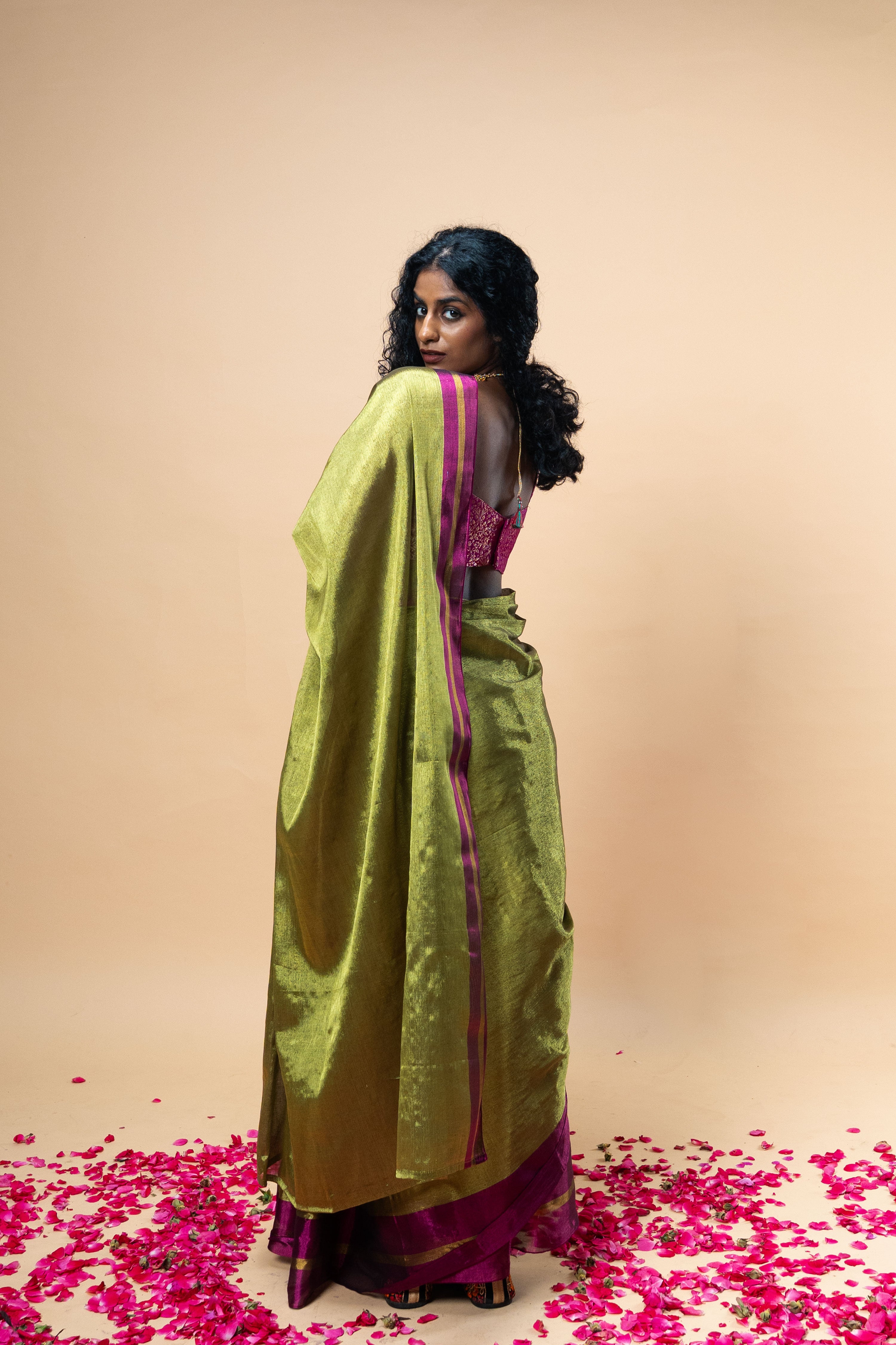 Mudra I Pink Brocade silk corset blouse with sweetheart neckline