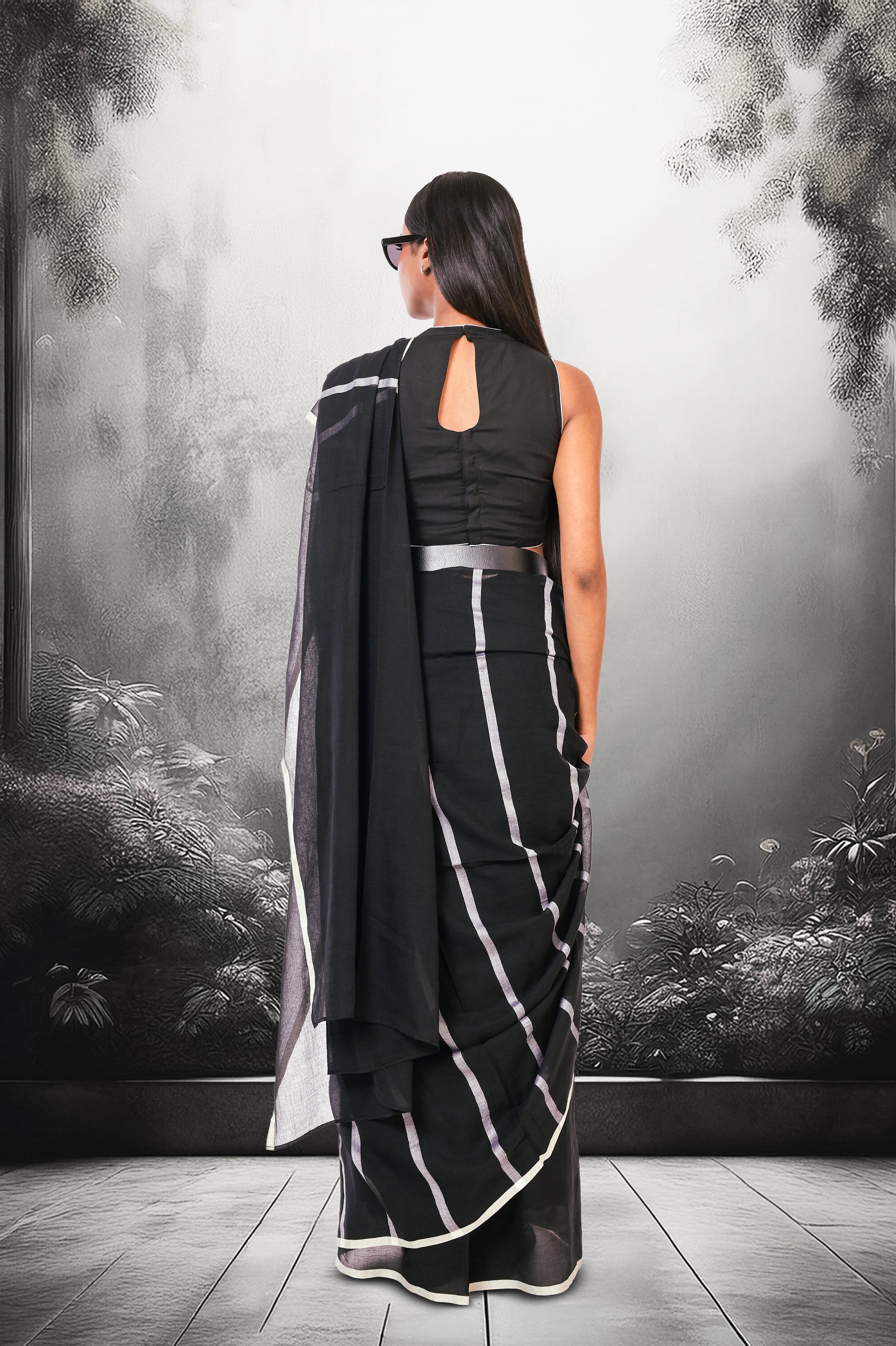 handwoven-black-cotton-saree-with-white-stripes-casual-wear-saree