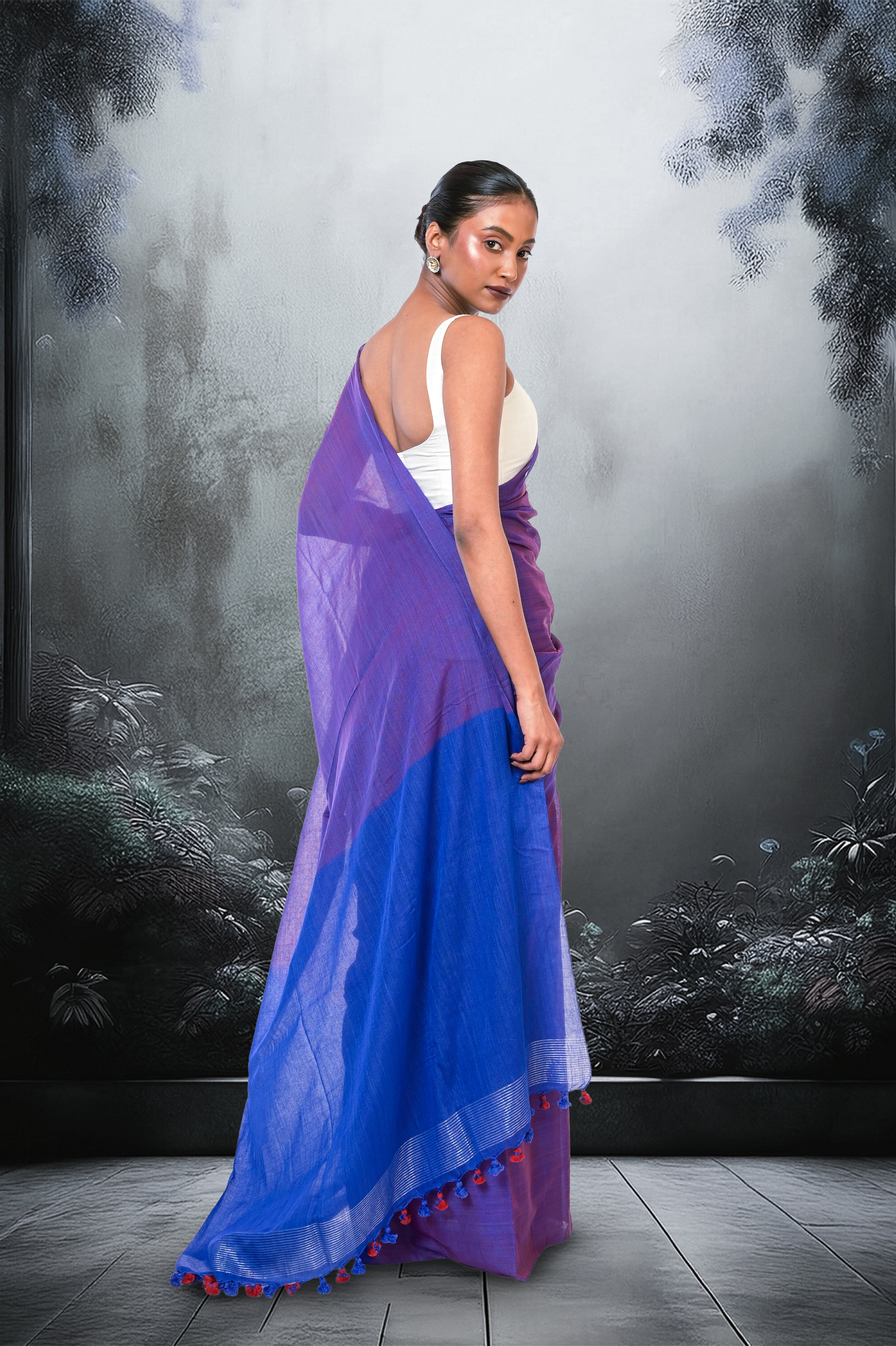Neeli Parchhai I Handwoven Blue Mul Modal Saree