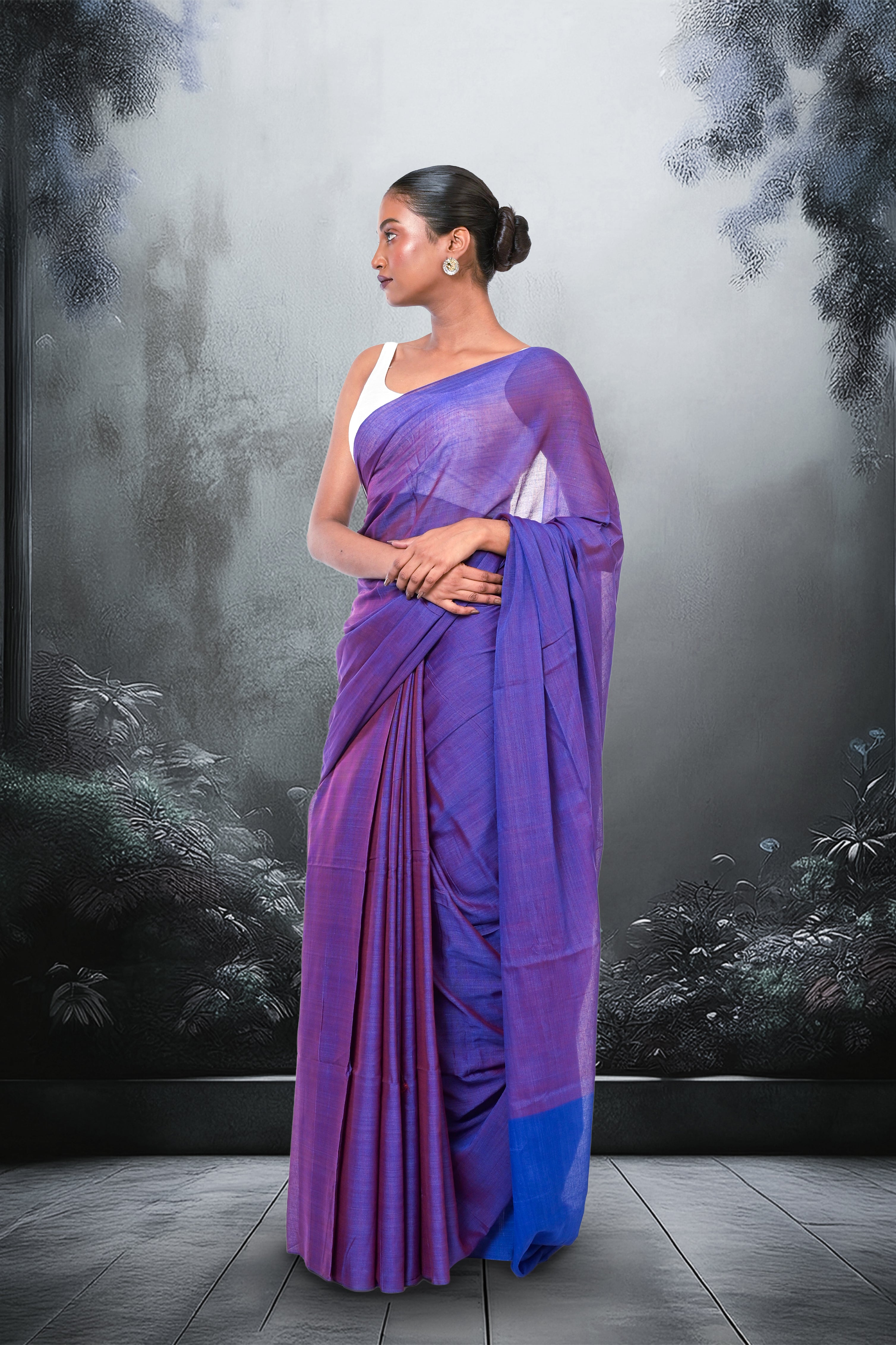 Neeli Parchhai I Handwoven Blue Mul Modal Saree