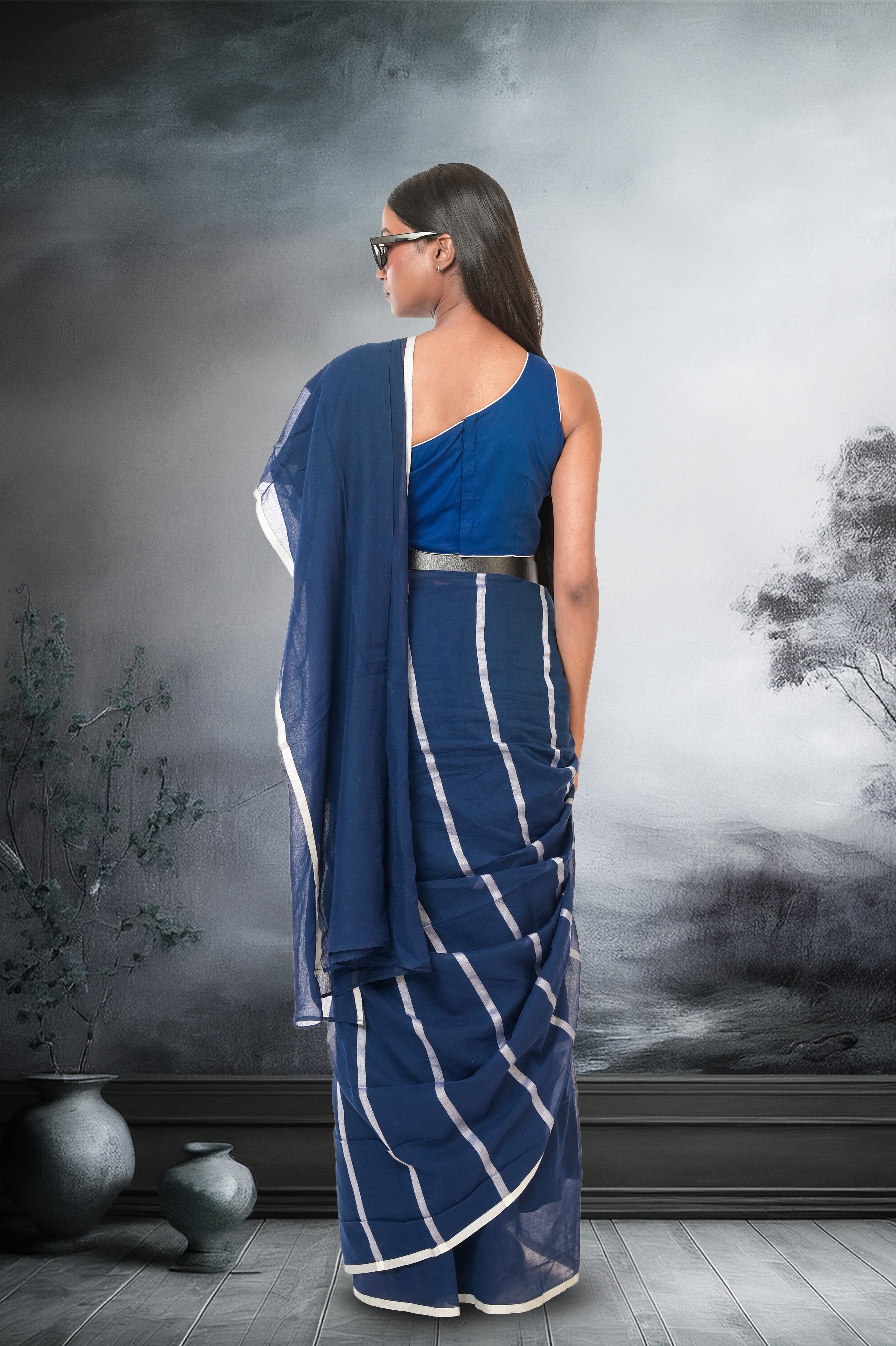 white-stripes-blue-office-wear-saree