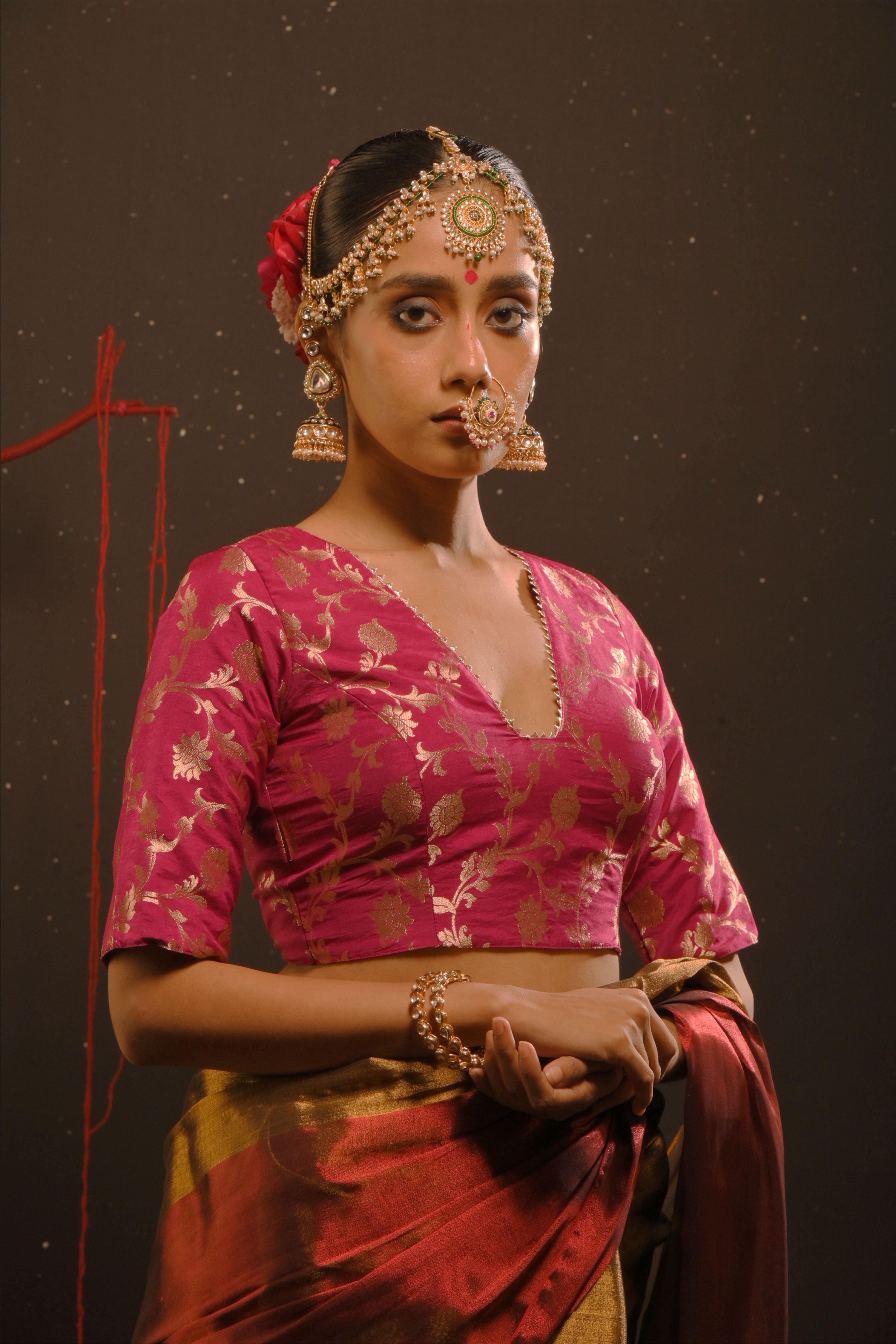 Agniksha I Purple floral brocade blouse