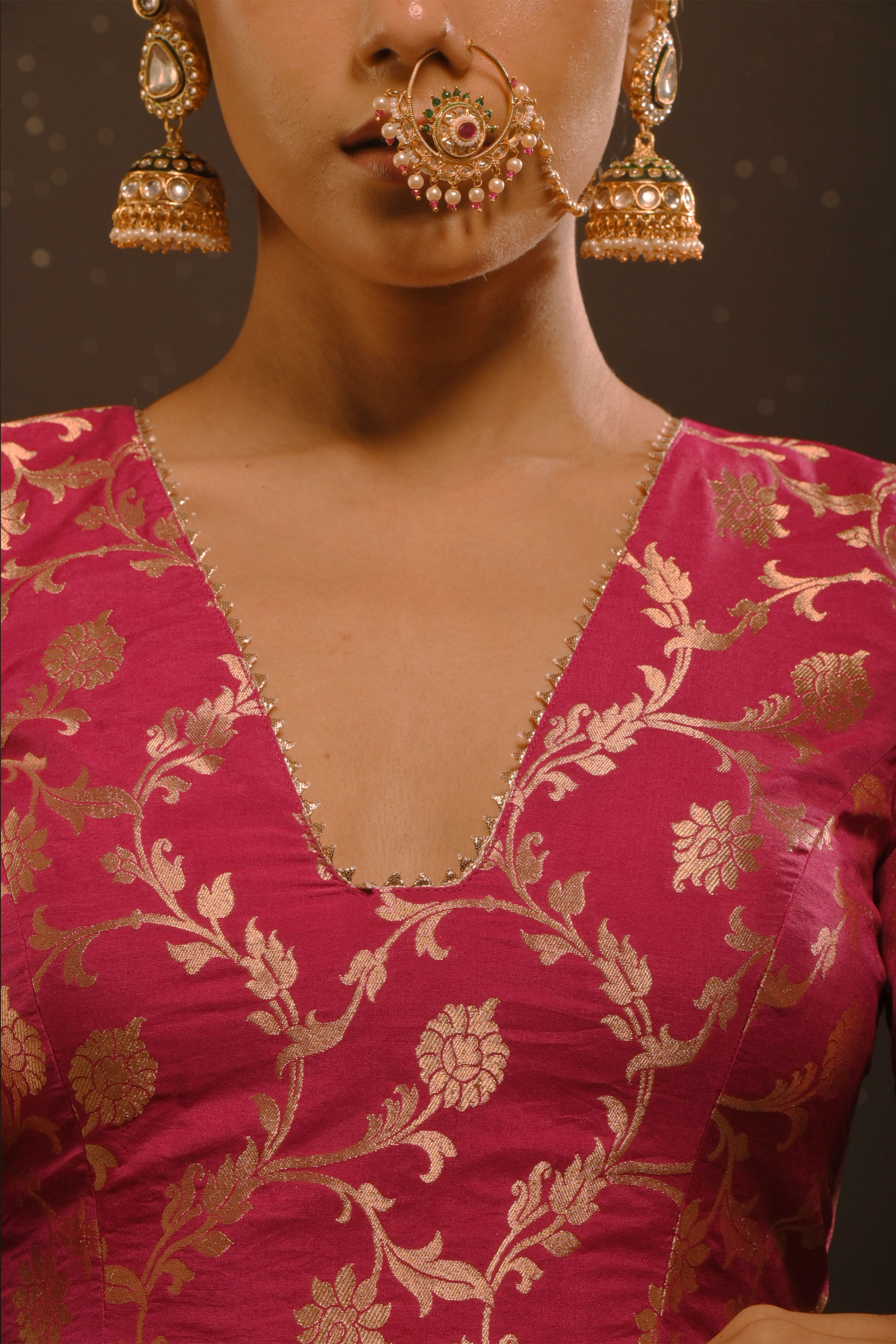 Agniksha I Purple floral brocade blouse