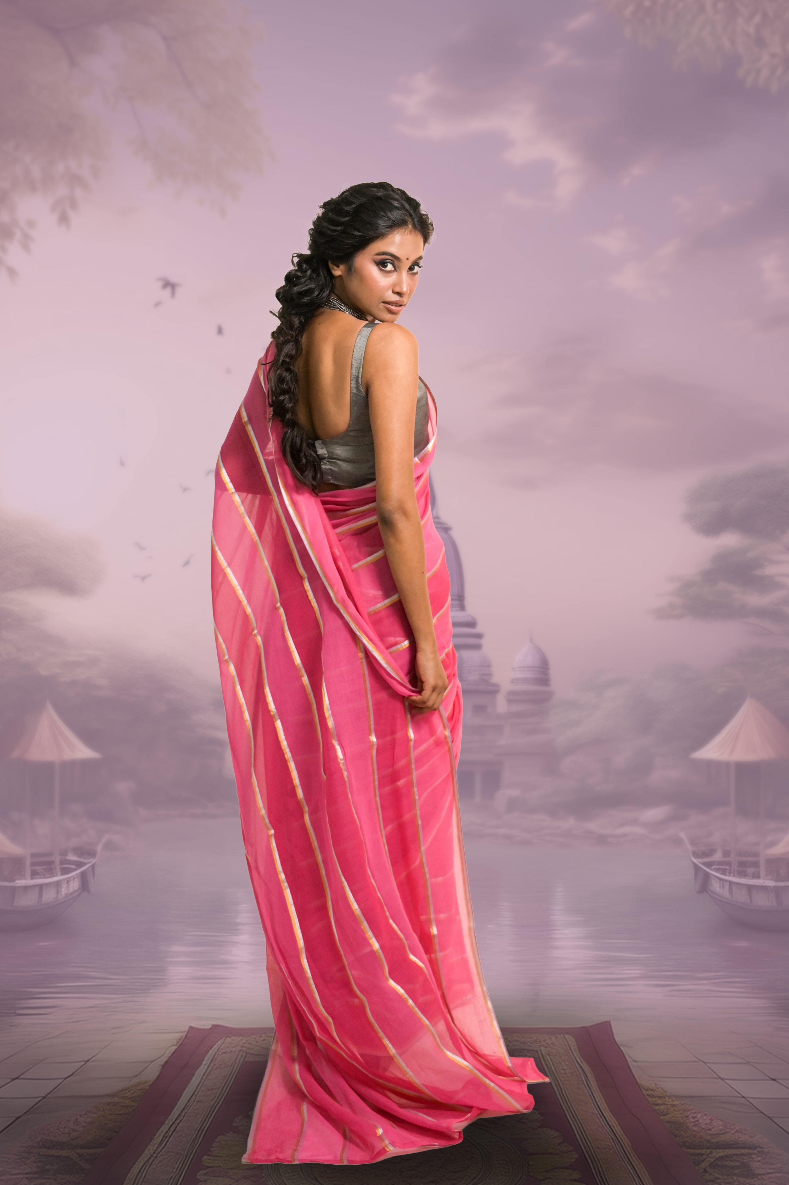 pink-and-red-mul-cotton-saree-with-silver-golden-zari-stripes
