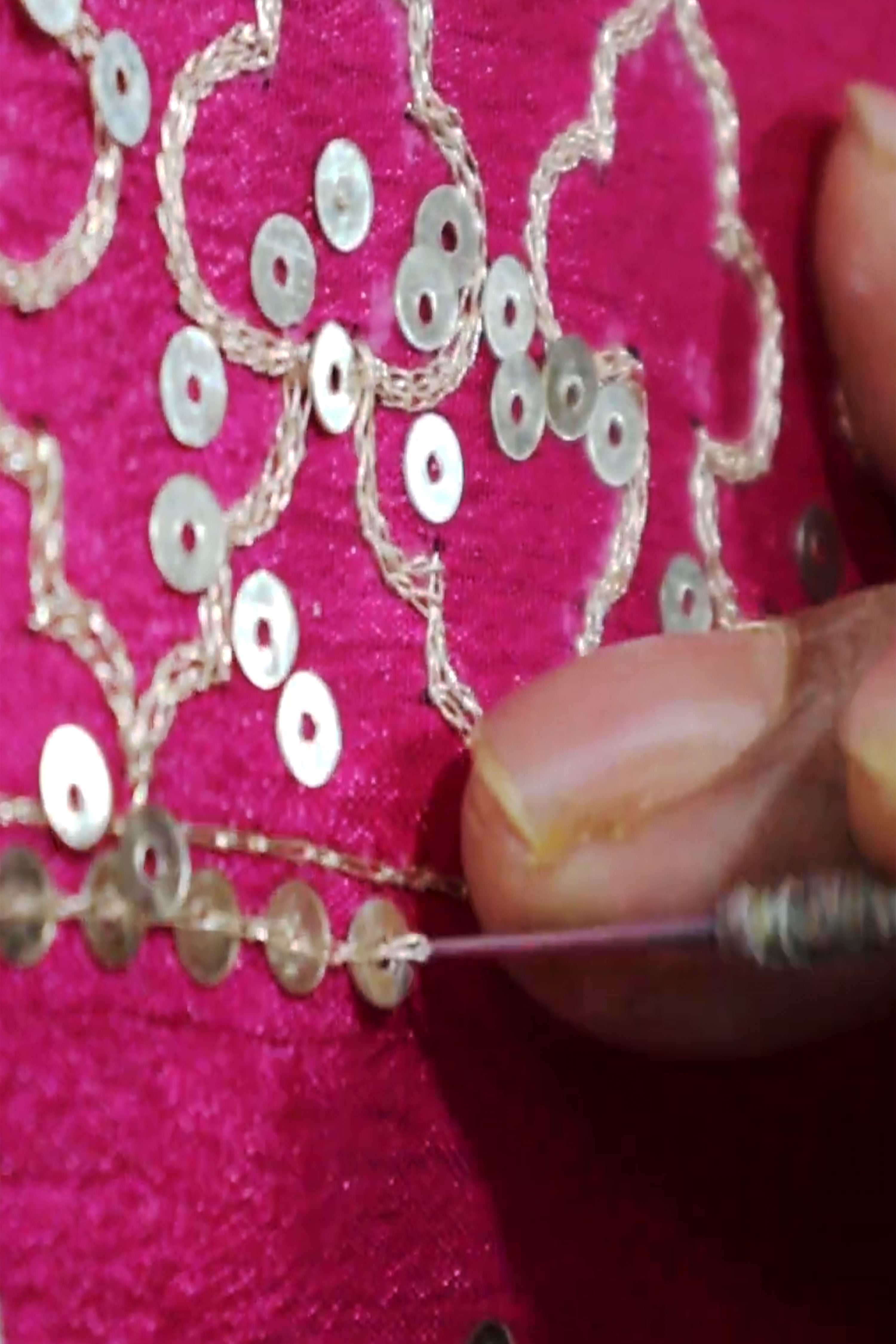 Saaz I Hot Pink chinon hand embroidered kurta pant set with dupatta