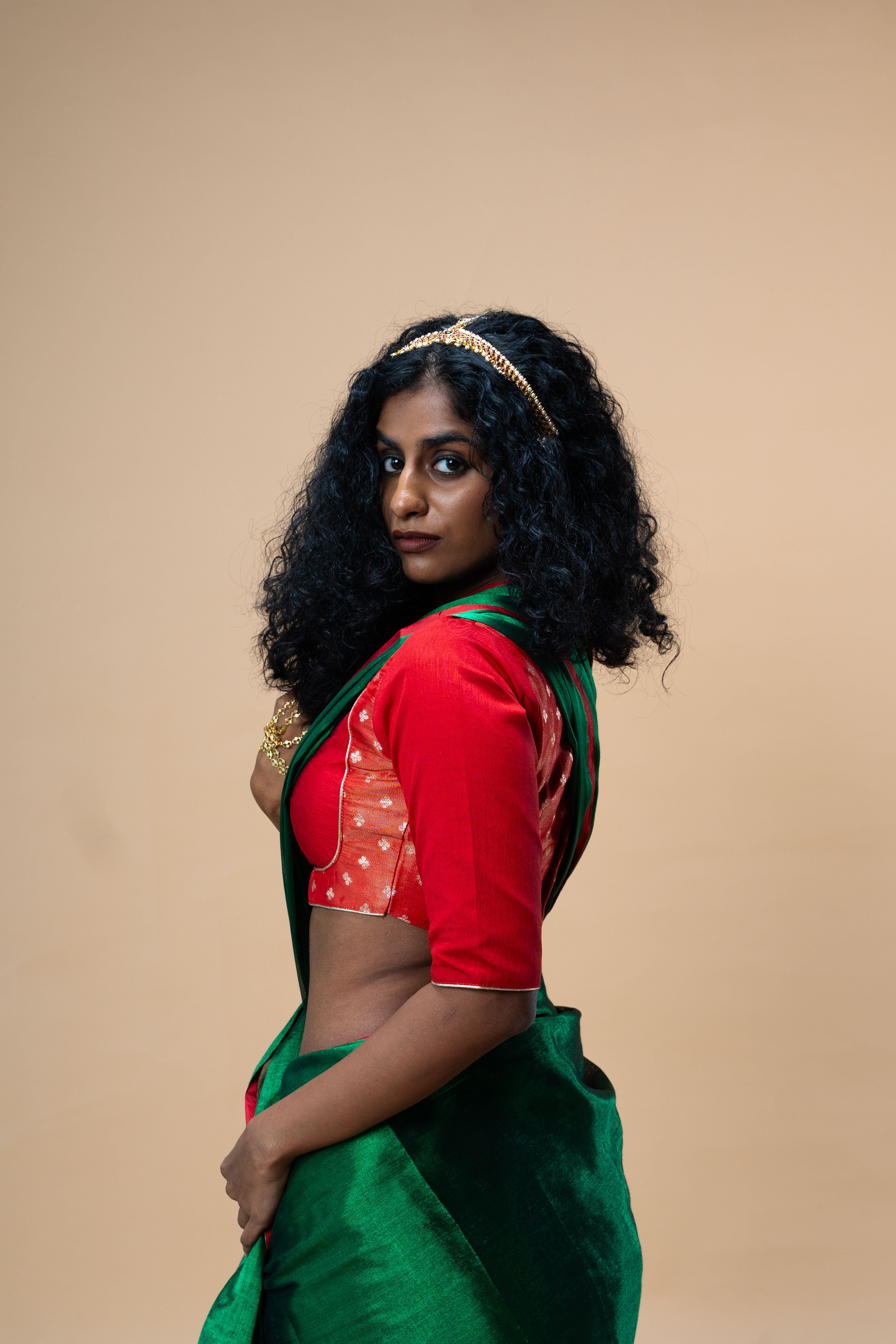 Rushali I Red brocade silk angrakha blouse