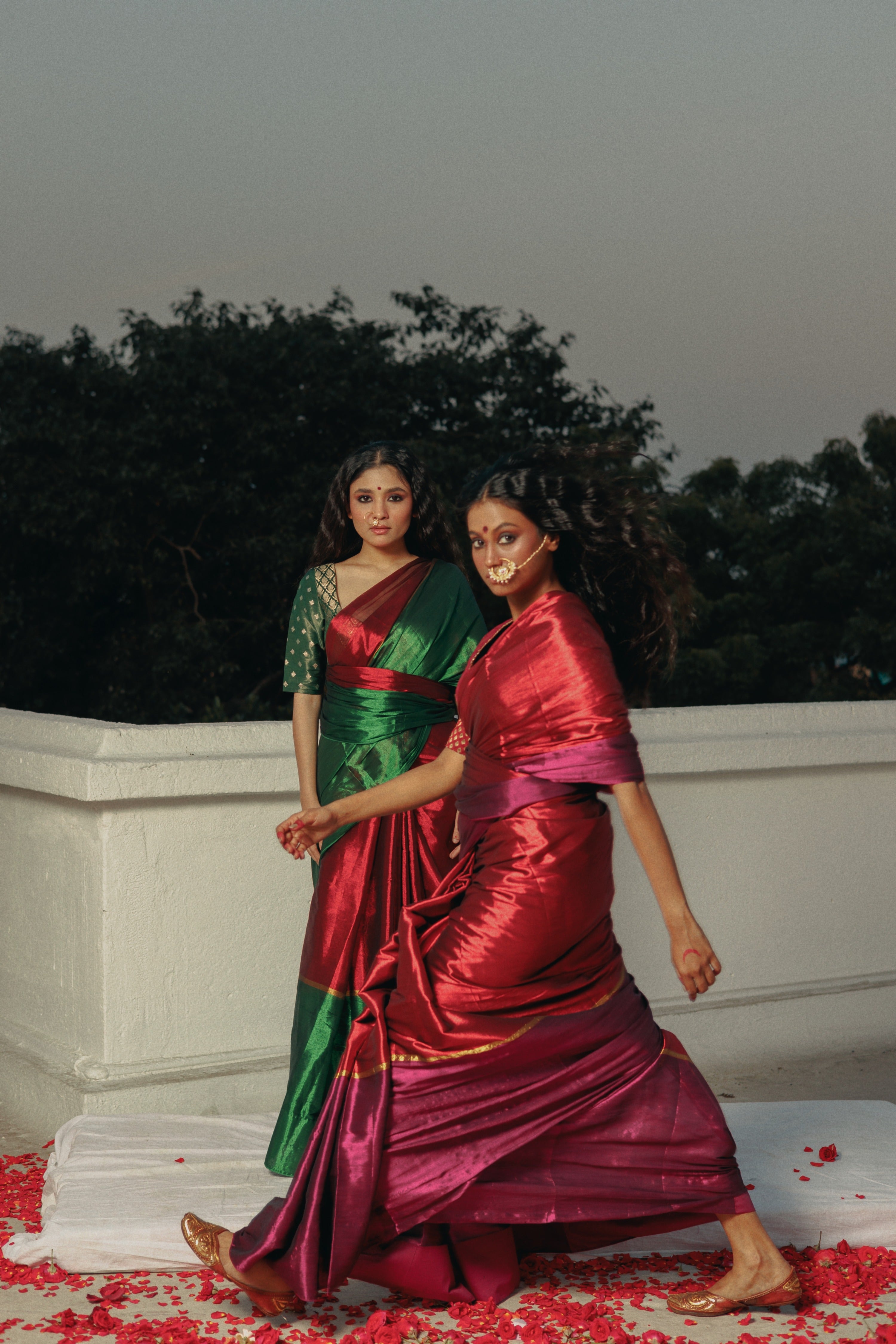 Navya I Red and Purple Handloom Tissue Saree