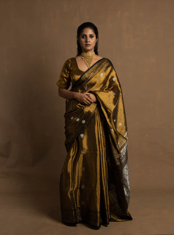 Muharat I Handloom Gold Tissue Banarasi