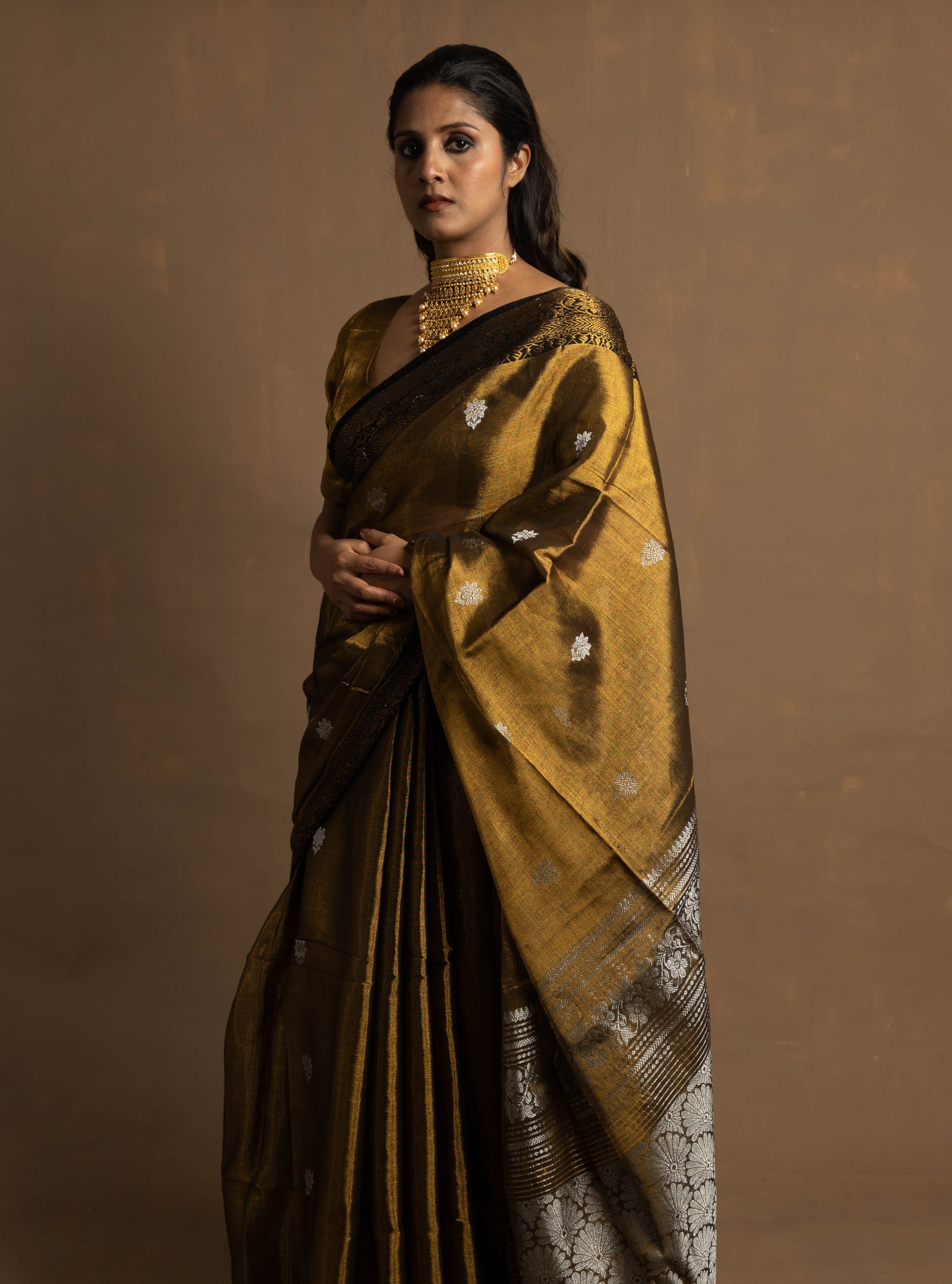 Muharat I Handloom Gold Tissue Banarasi – Huts and Looms