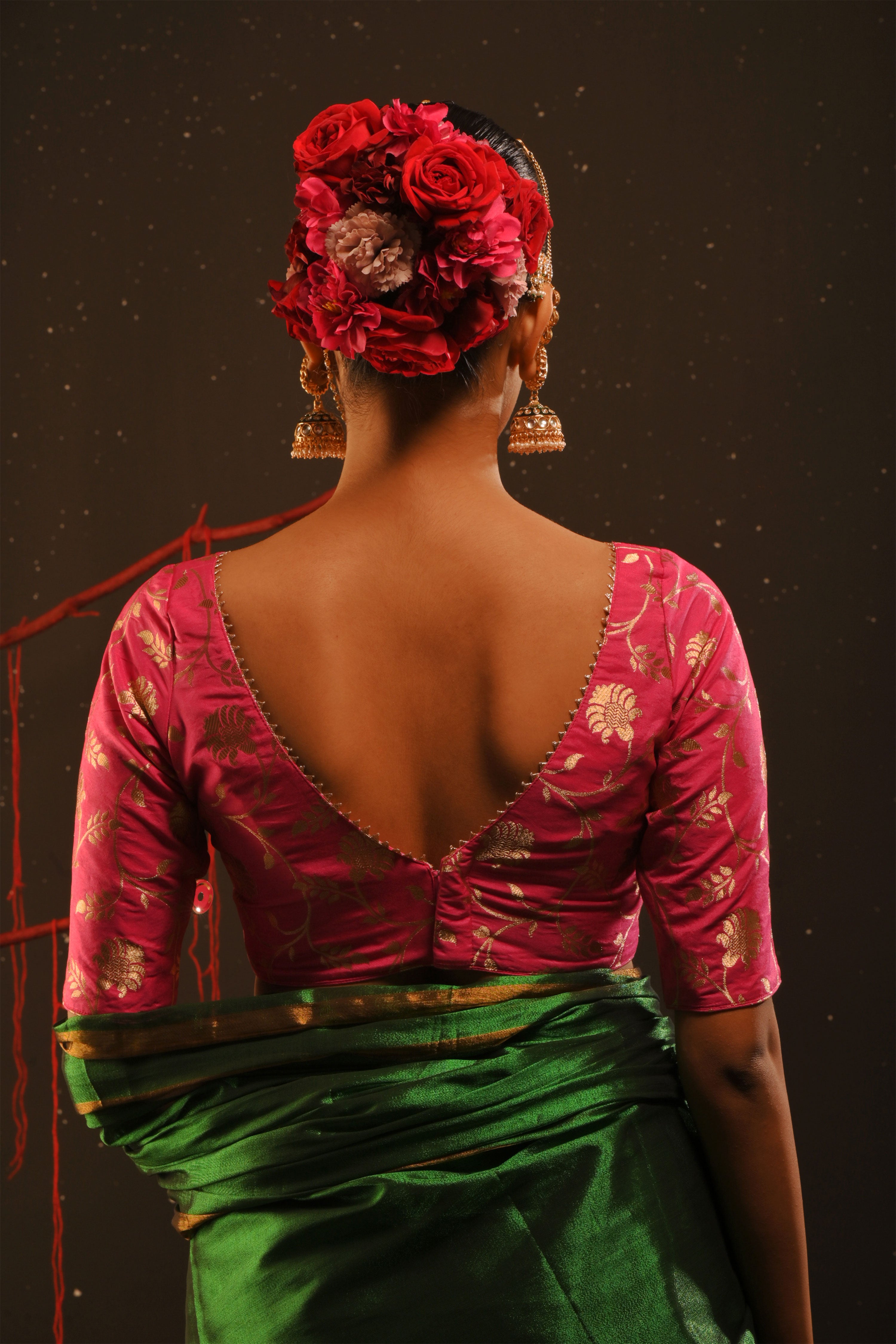 Chitrika I Fuchsia pink floral brocade blouse