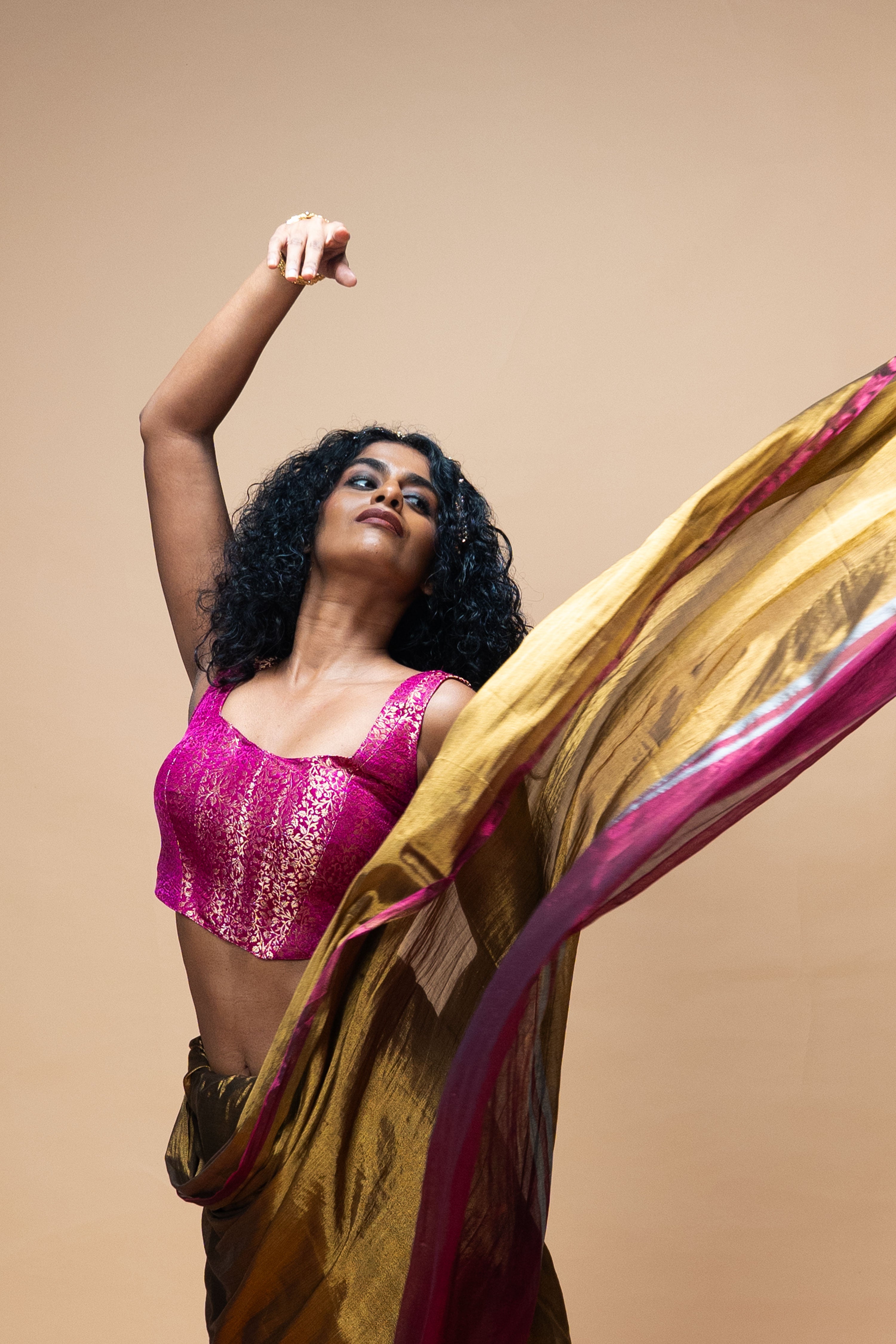Tejaya I Purple Brocade silk corset blouse