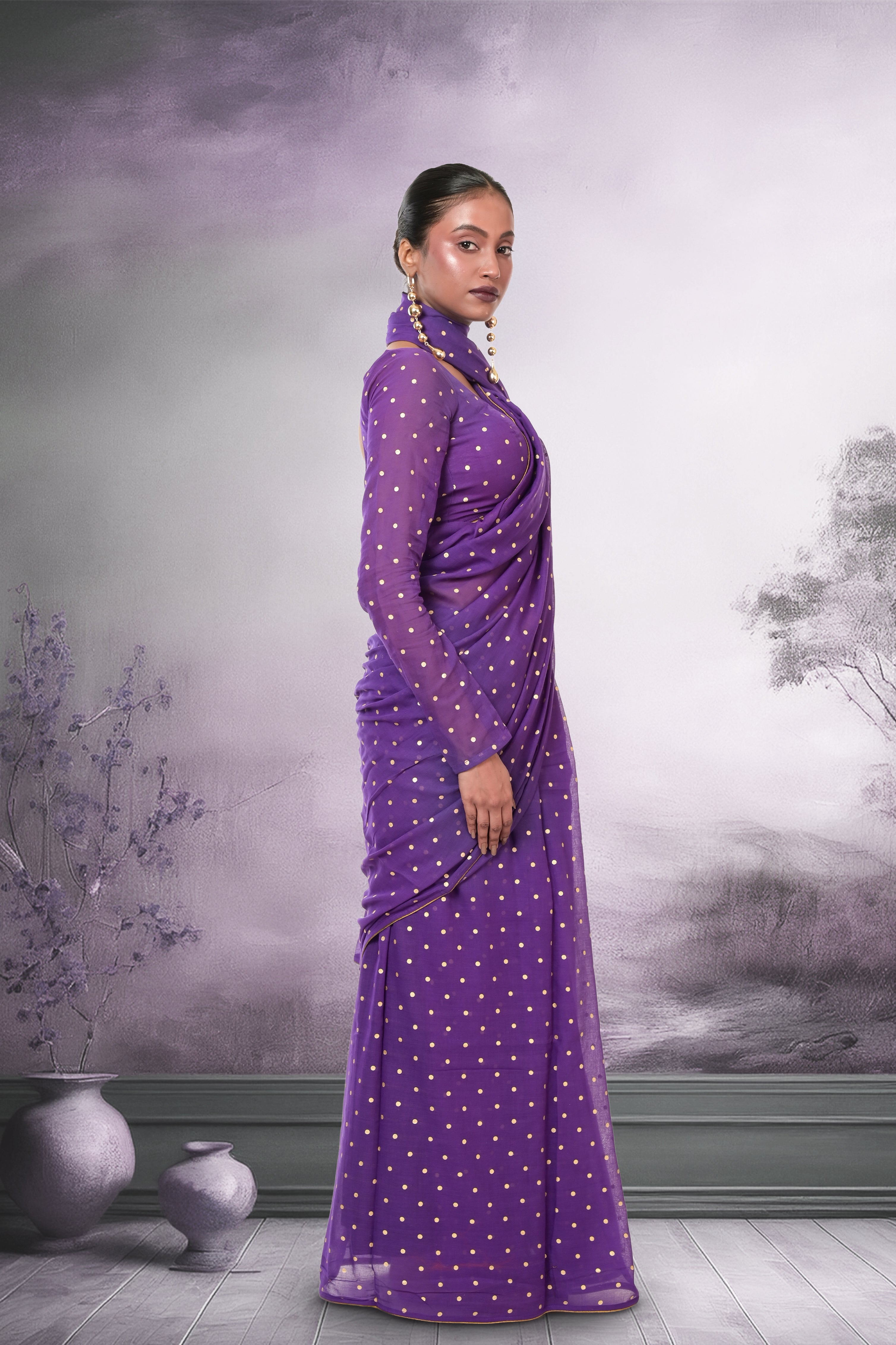 purple-polka-dotted-casual-wear-saree