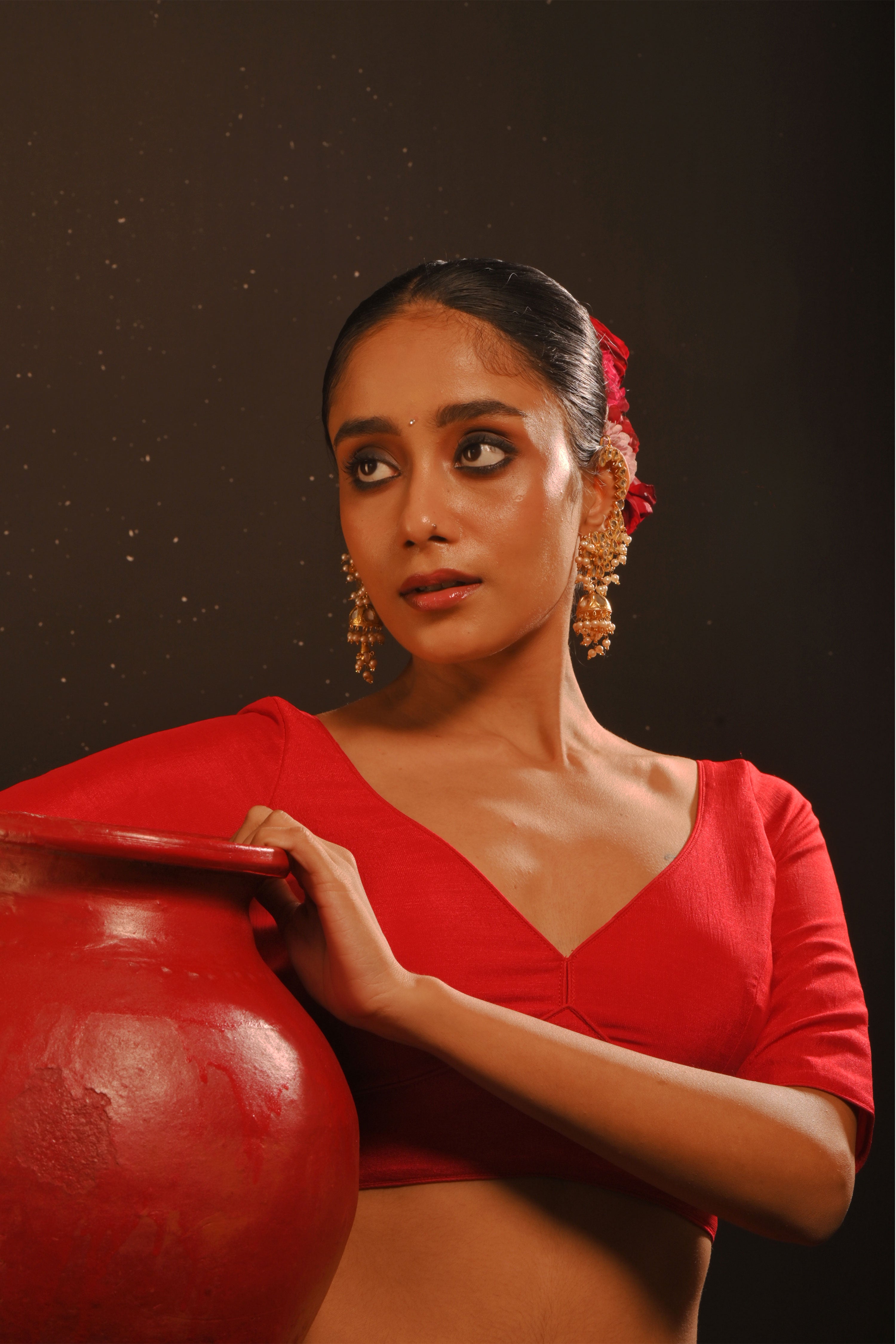 Amiha I Red Chinon Blouse