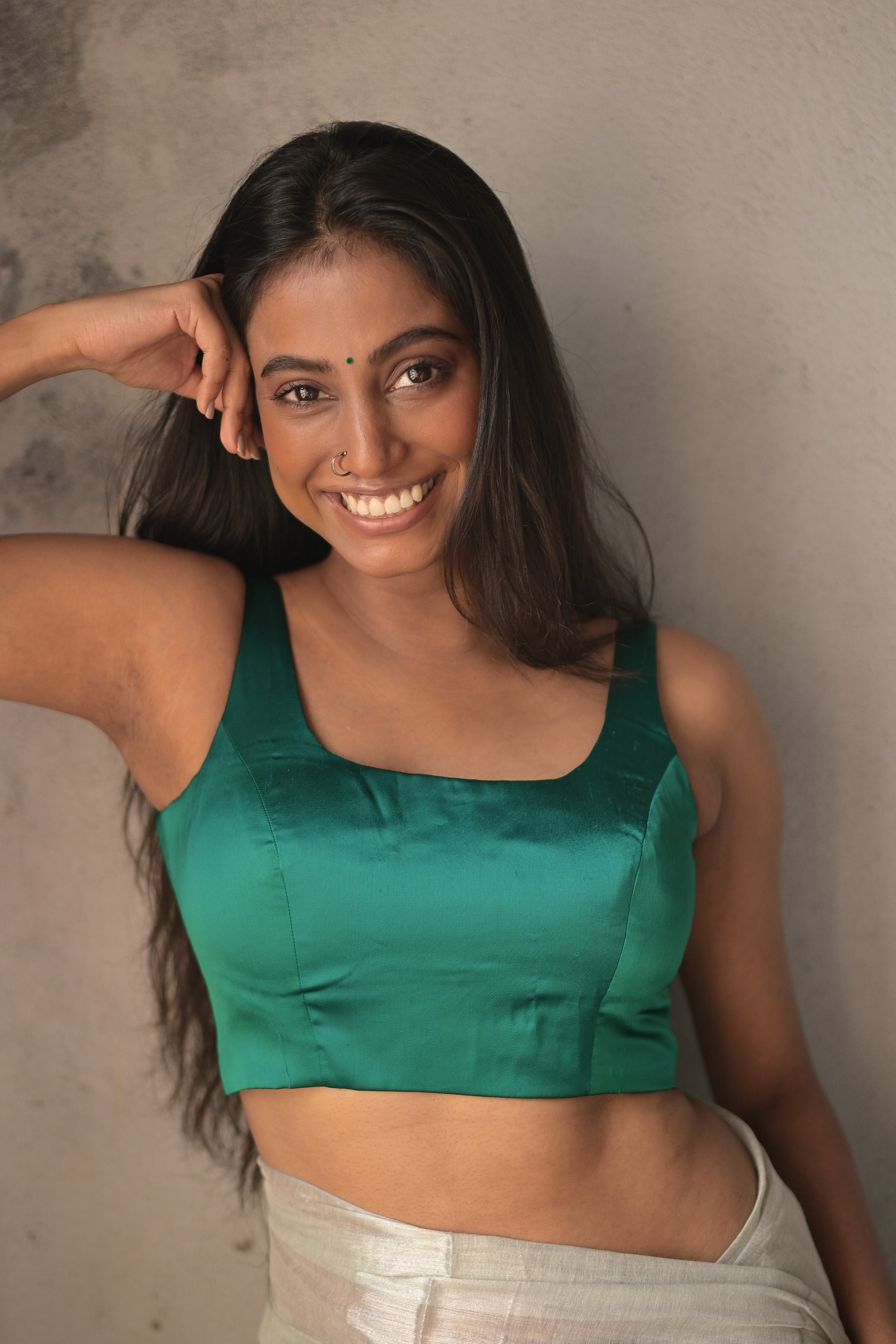 Ankuri I Green Sleeveless Blouse
