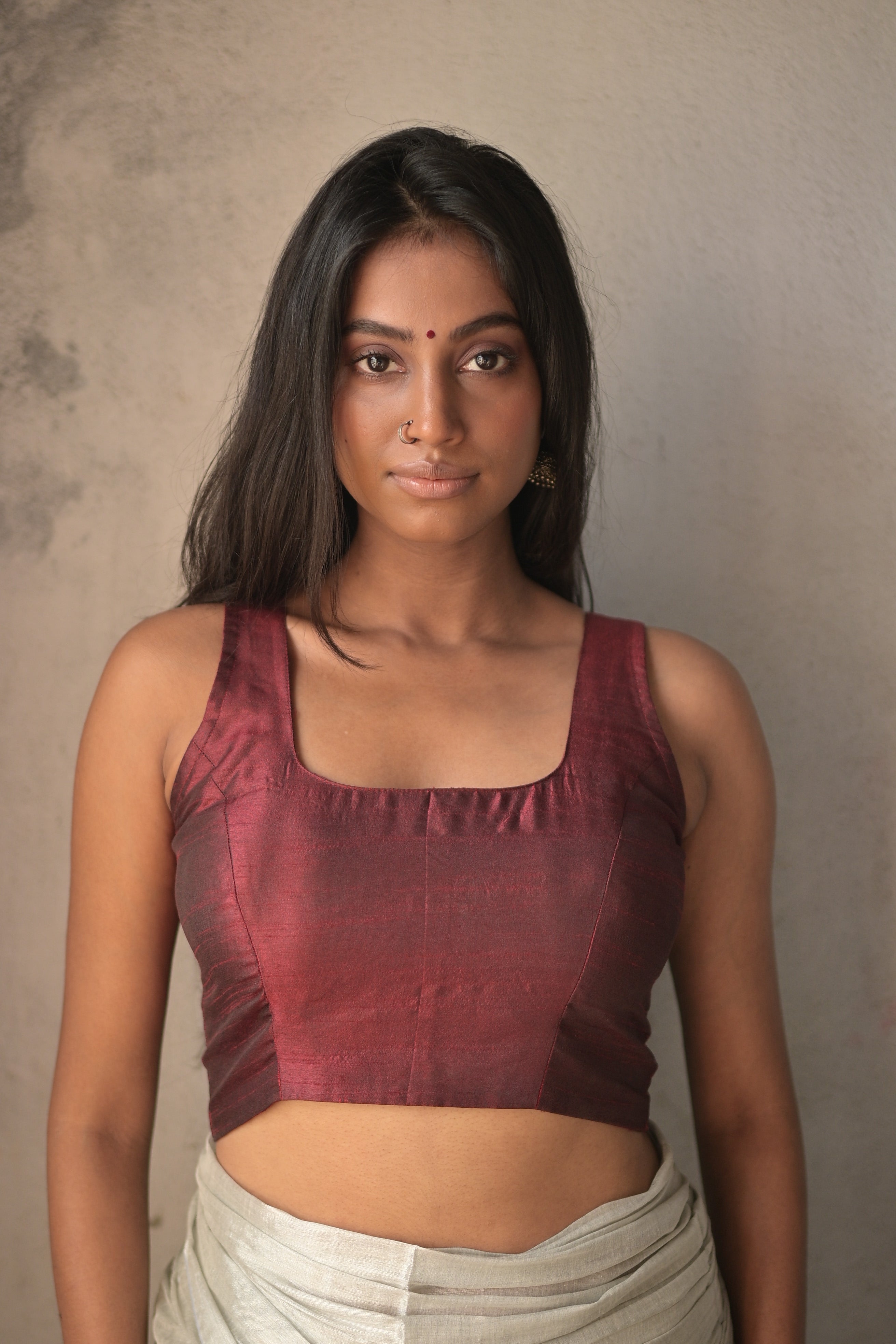 Bottle Green Handloom Cotton Acrylic Saree with Maroon Silk Sleeveless Blouse Combo(Dil ki Tamanna+Aabha)