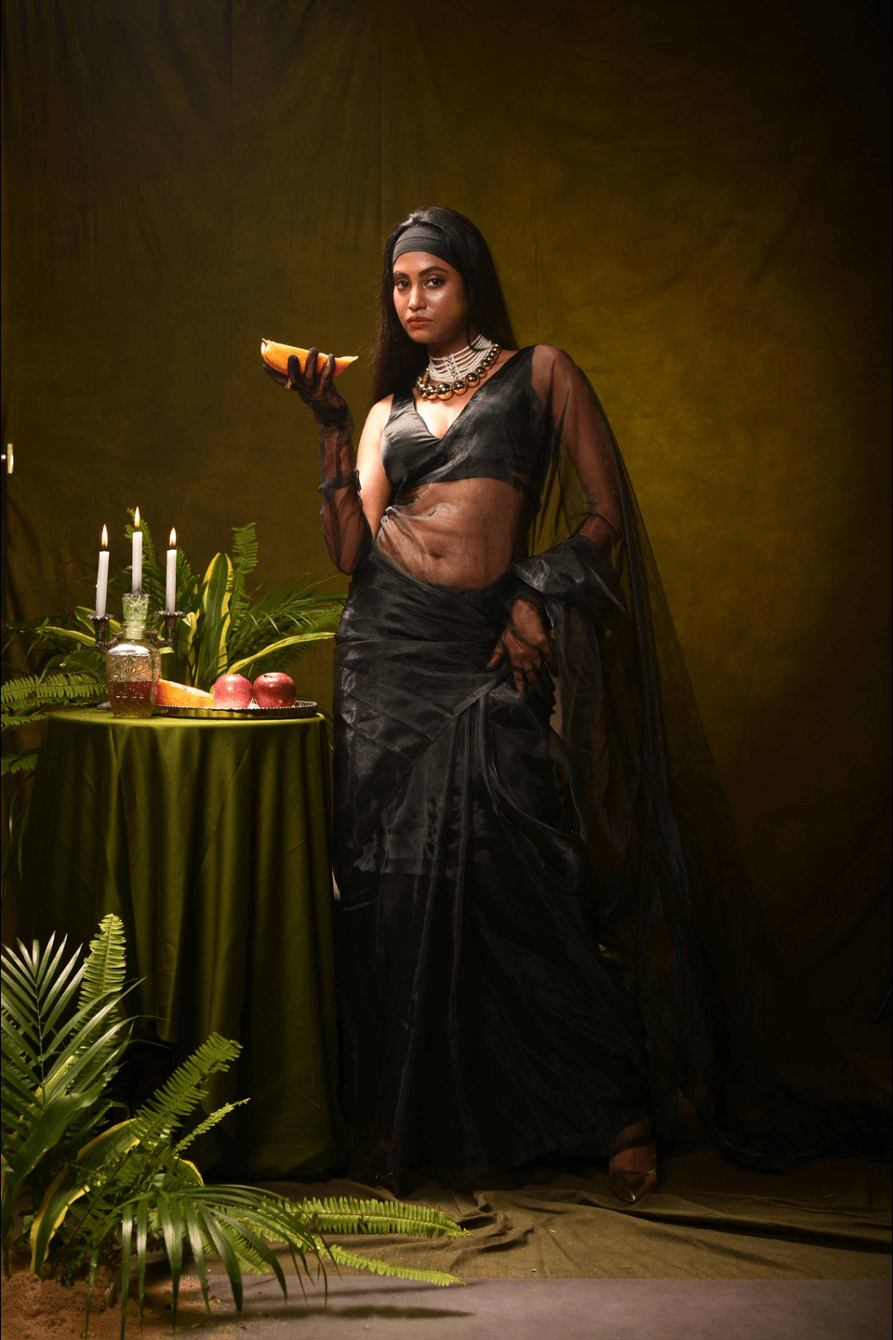 black-colour-organza-tissue-saree
