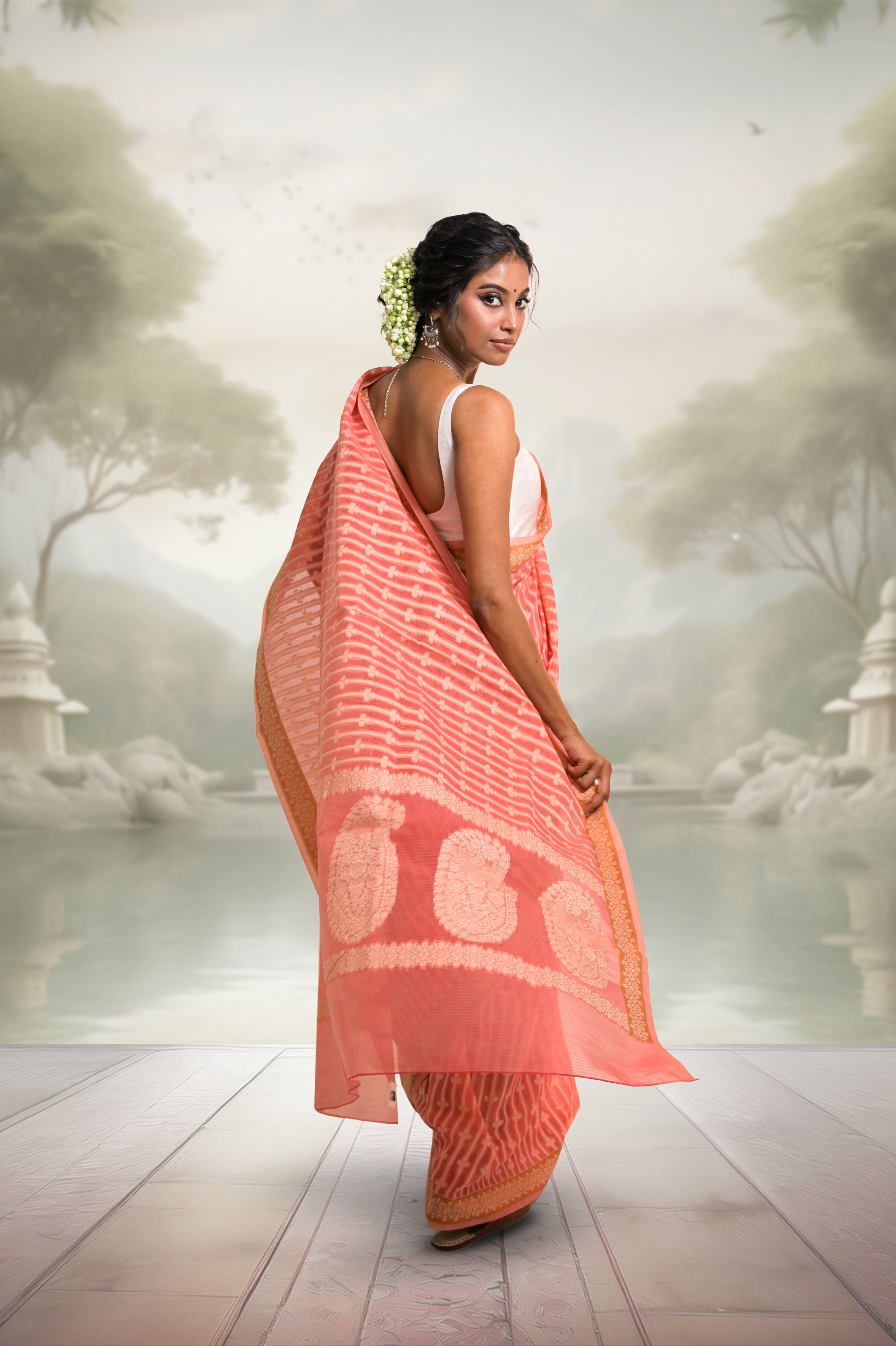 coral-coloured-handloom-saree