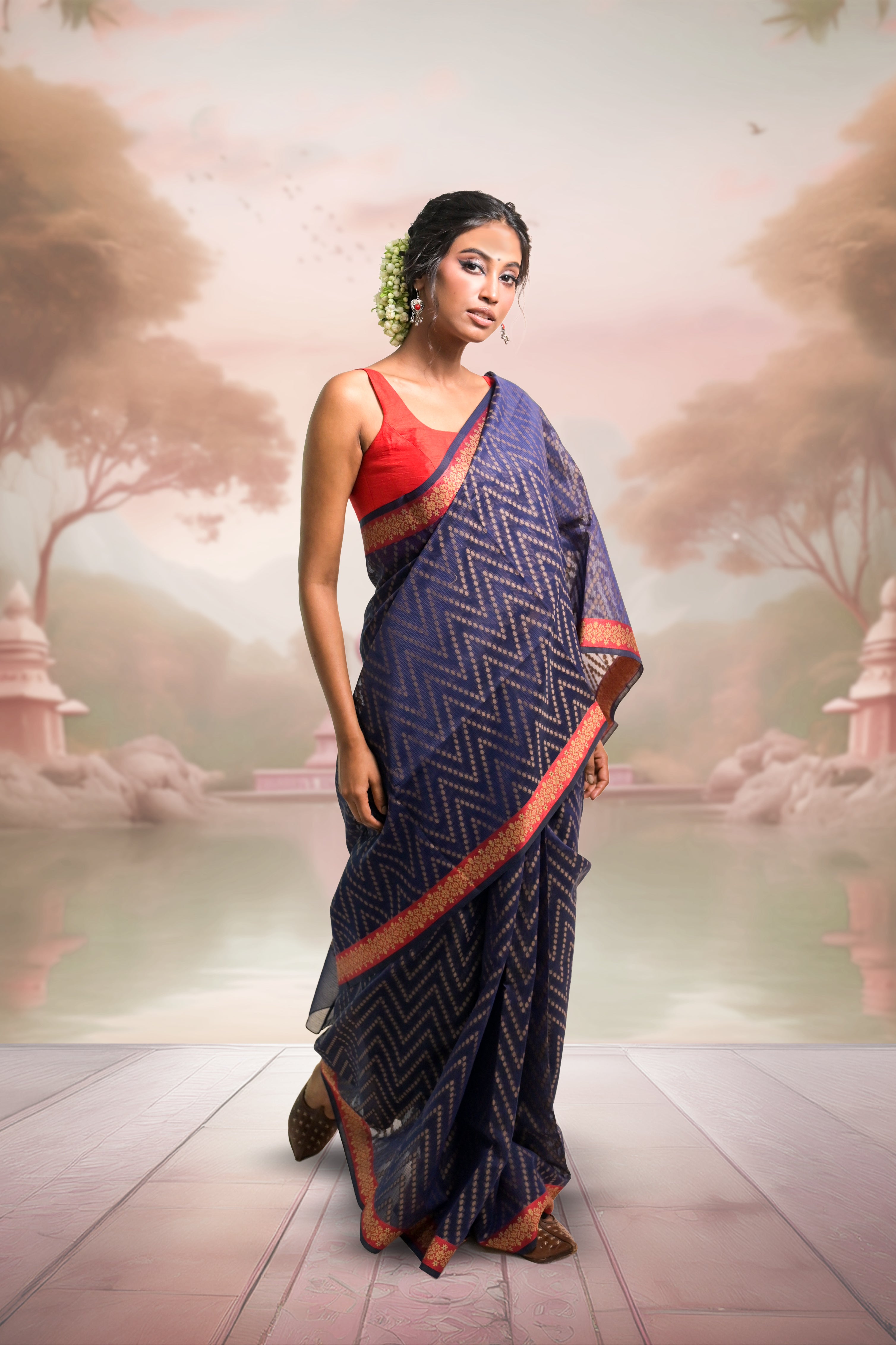 cotton-saree-with-red -border