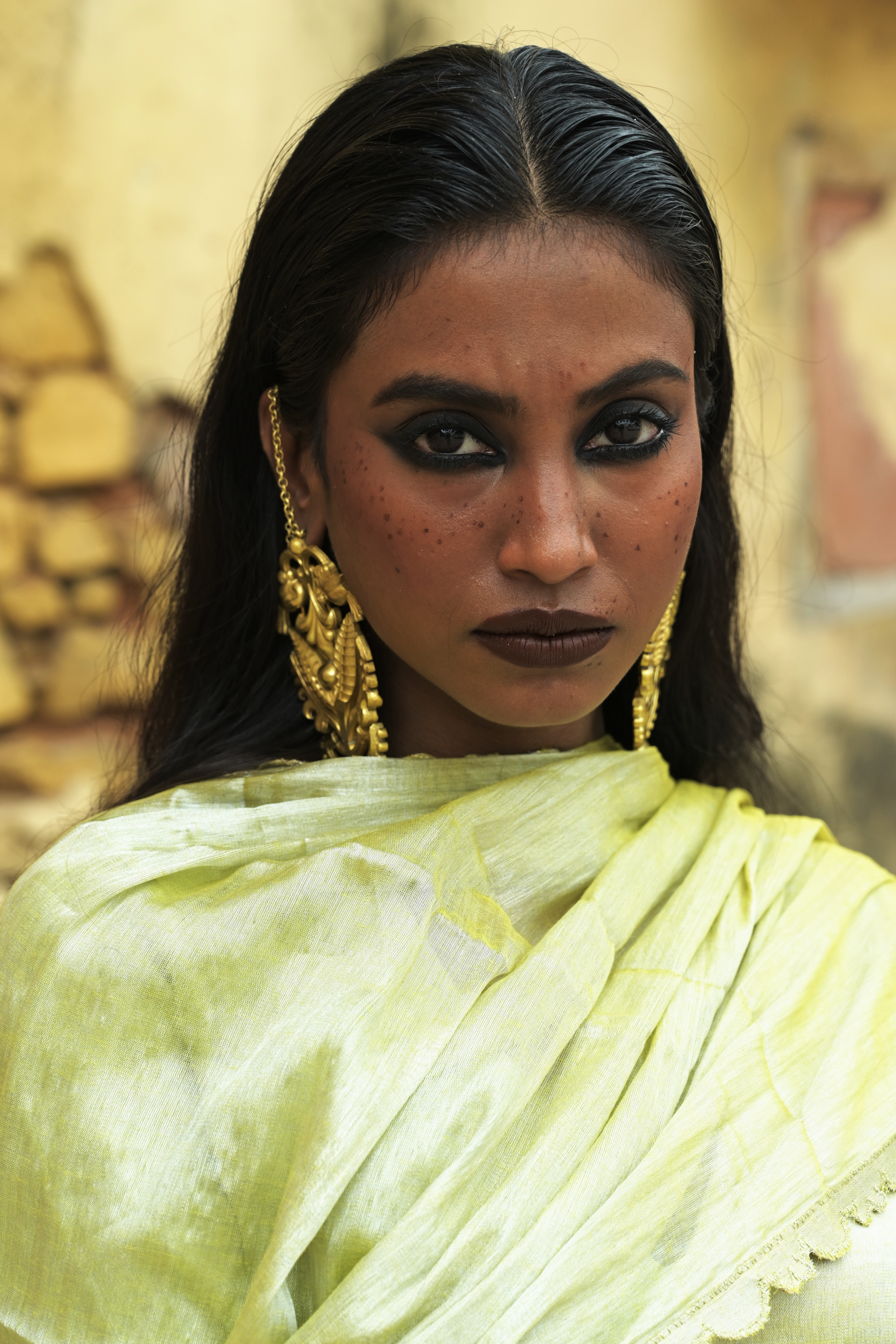 Akshata I Neon green and neon yellow handloom tissue kurti pant set with Dupatta