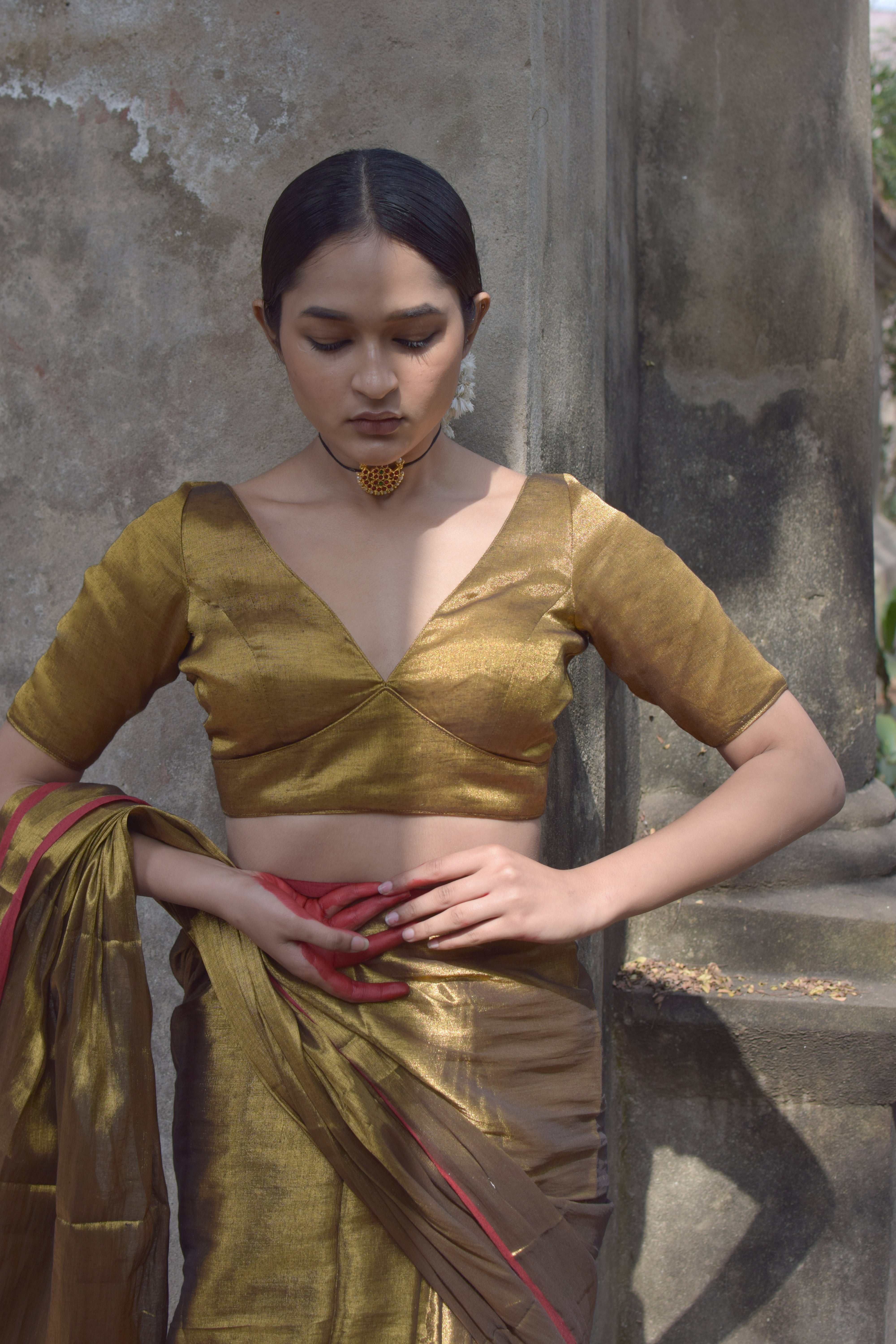 Sonpari I Gold Designer Tissue Blouse