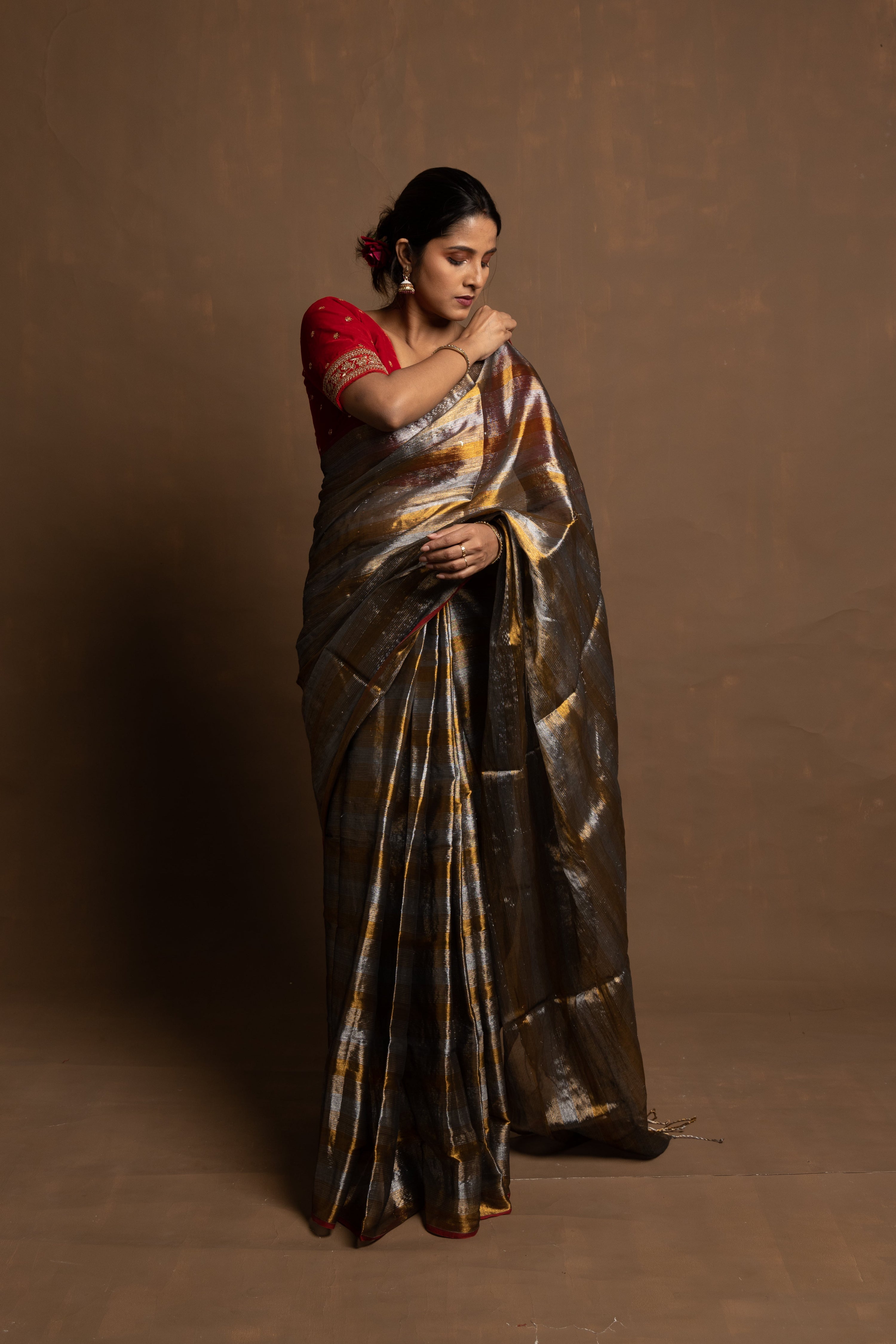 Gold Tiara I Multicolour Tissue Saree