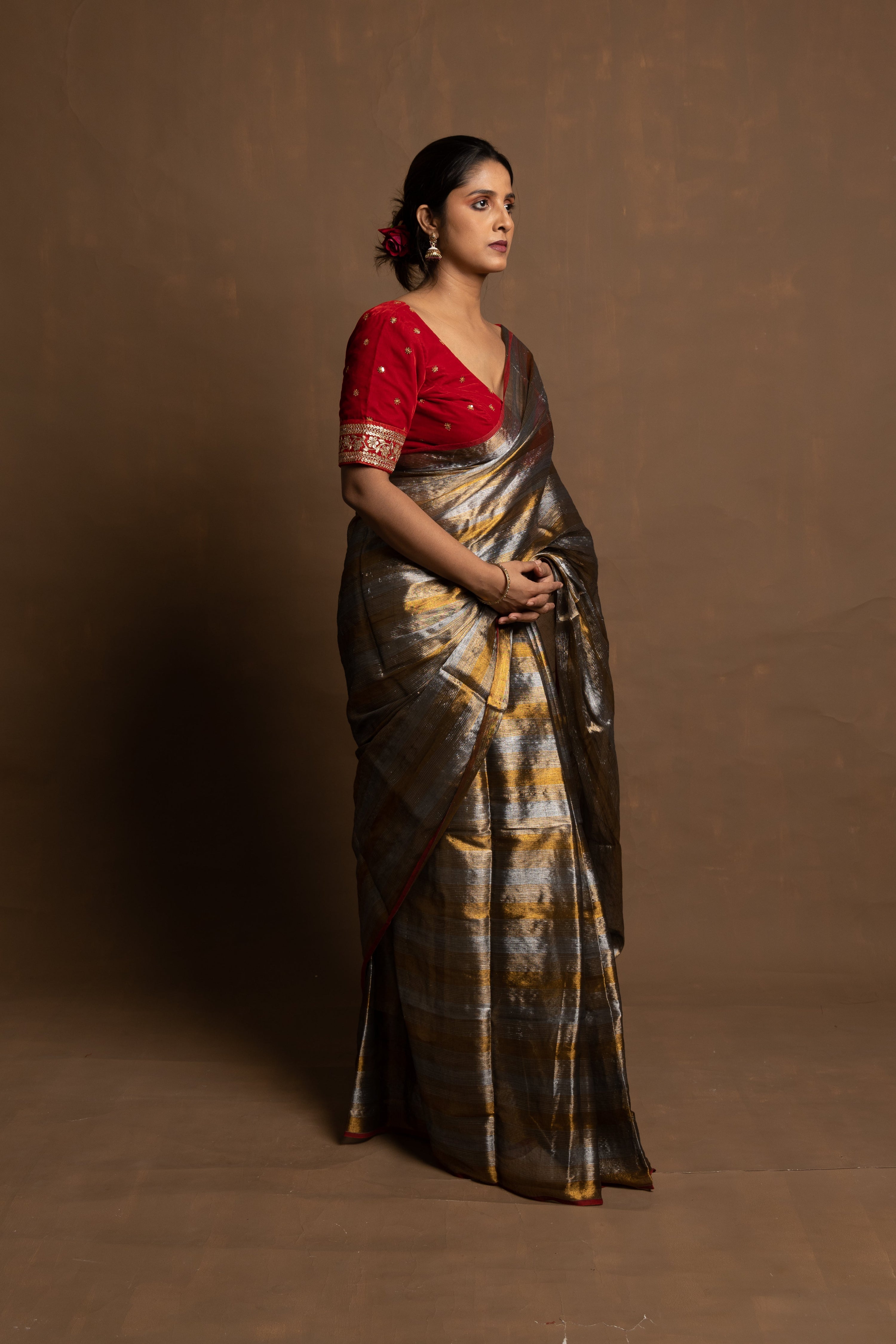 Gold Tiara I Multicolour Tissue Saree