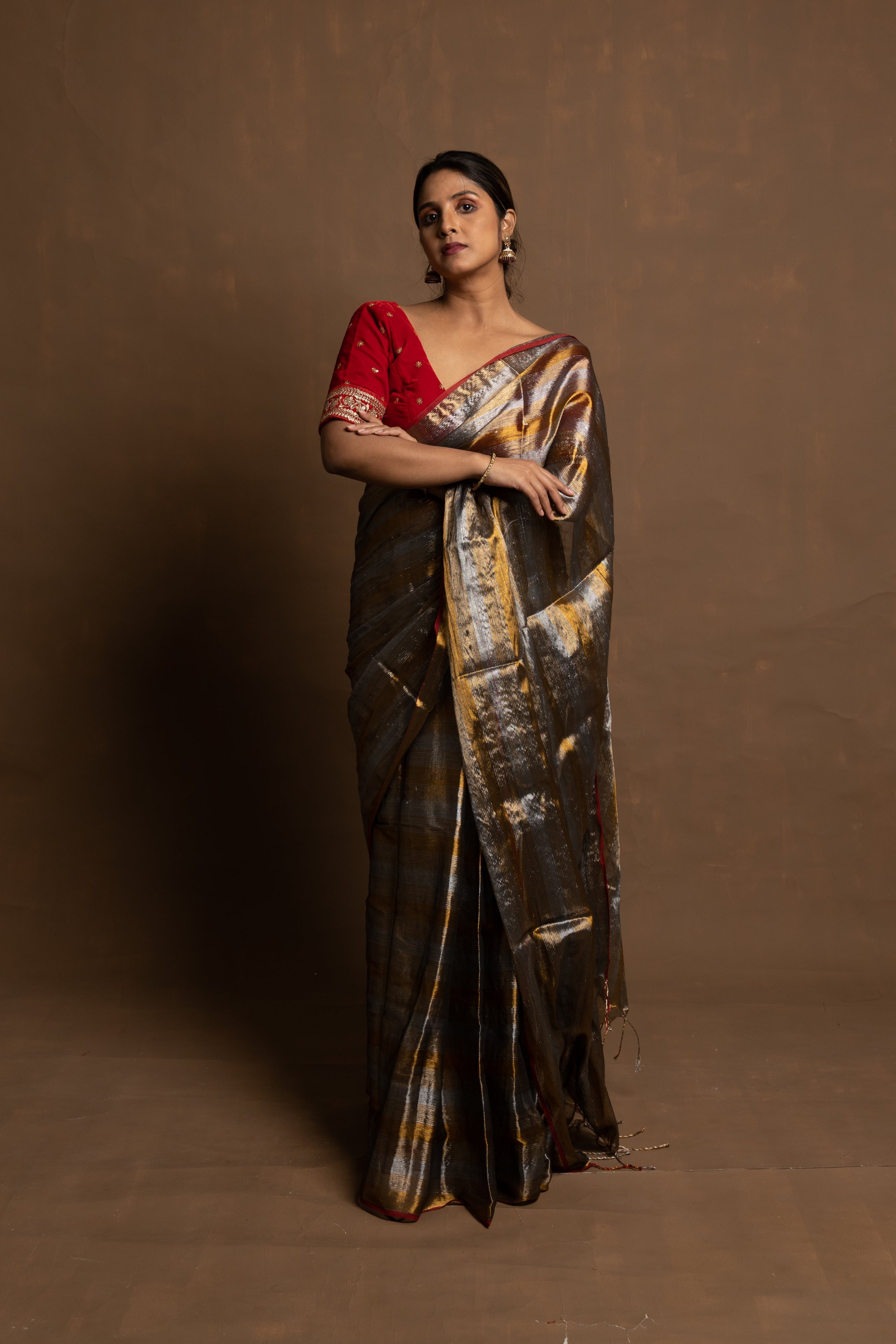 Gold Tiara I Multicolour Tissue Saree