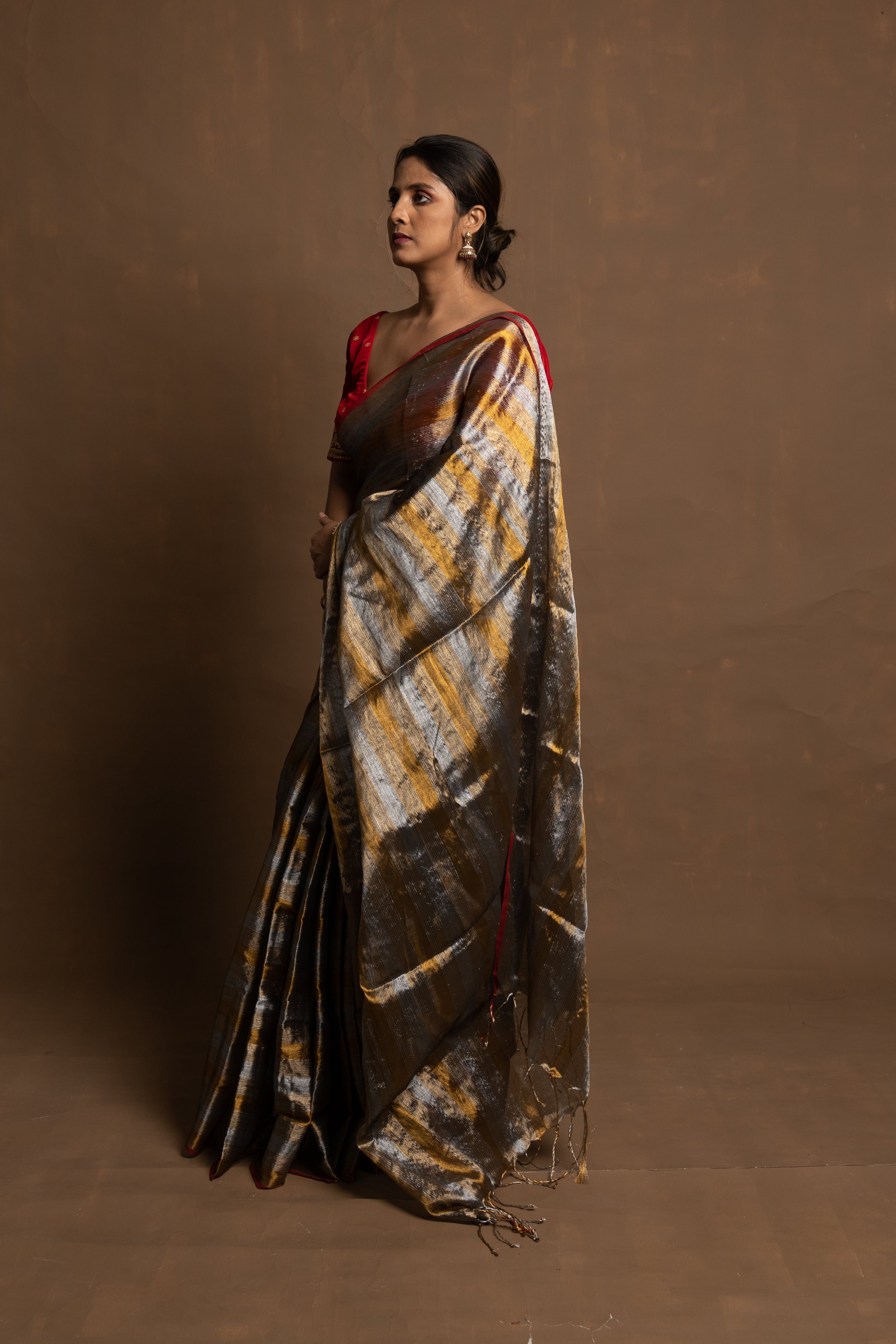 Gold Tiara I Multicolour Tissue Saree