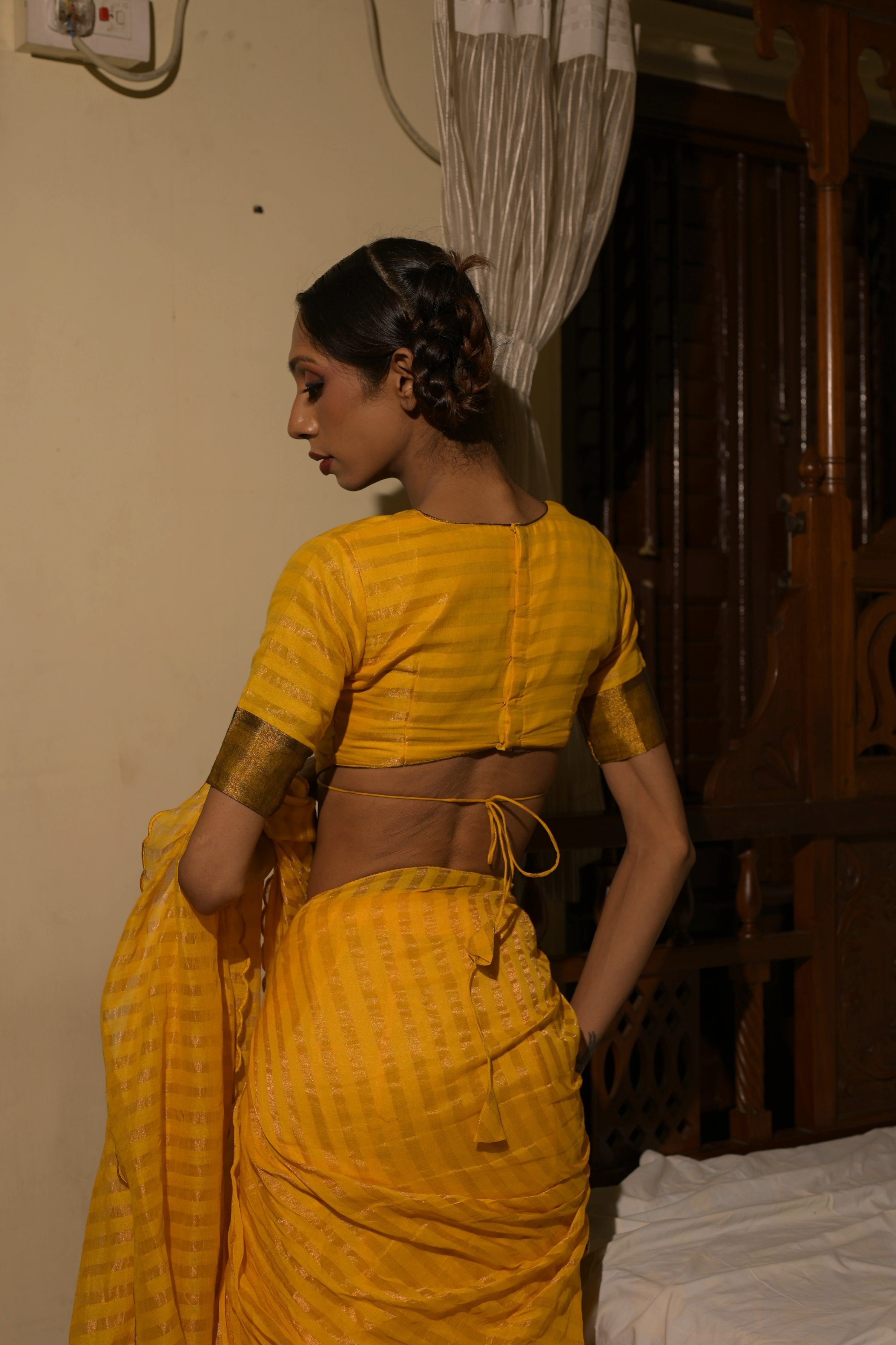 hand-woven-cotton-yellow-blouse-with-plunging-neckline