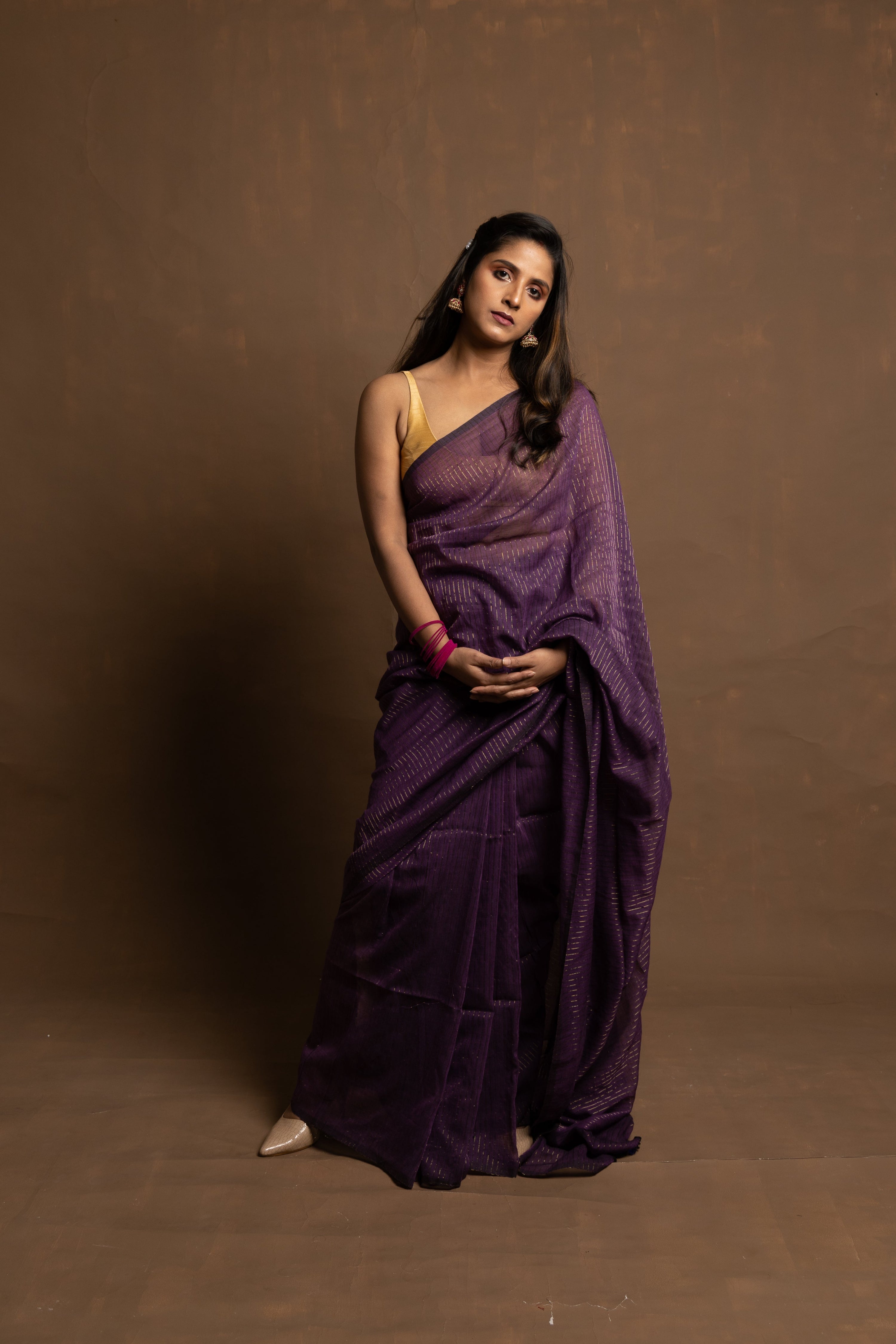 purple-handloom-cotton-stripe-saree