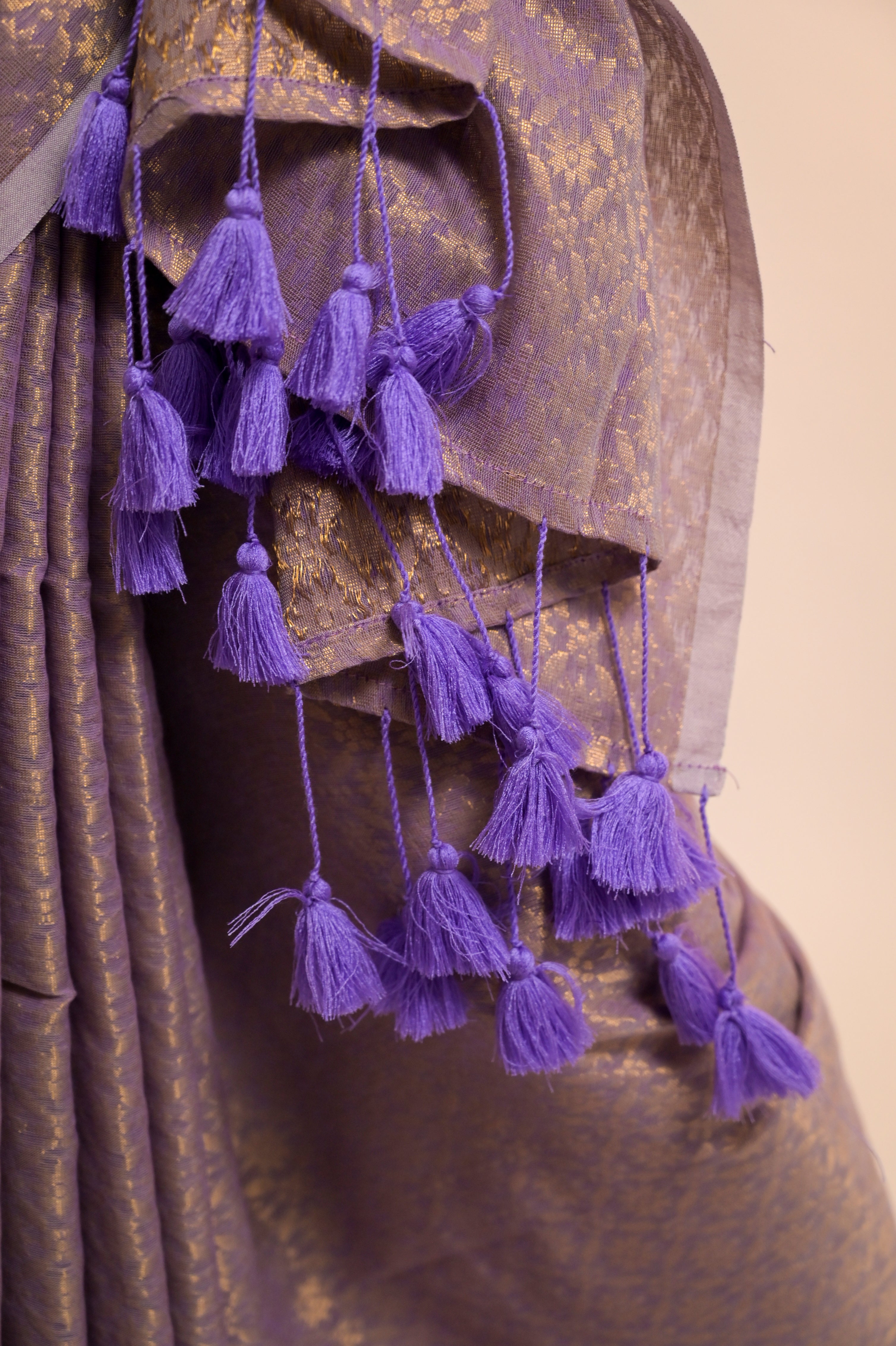 lavender-colour-saree-with-tassels