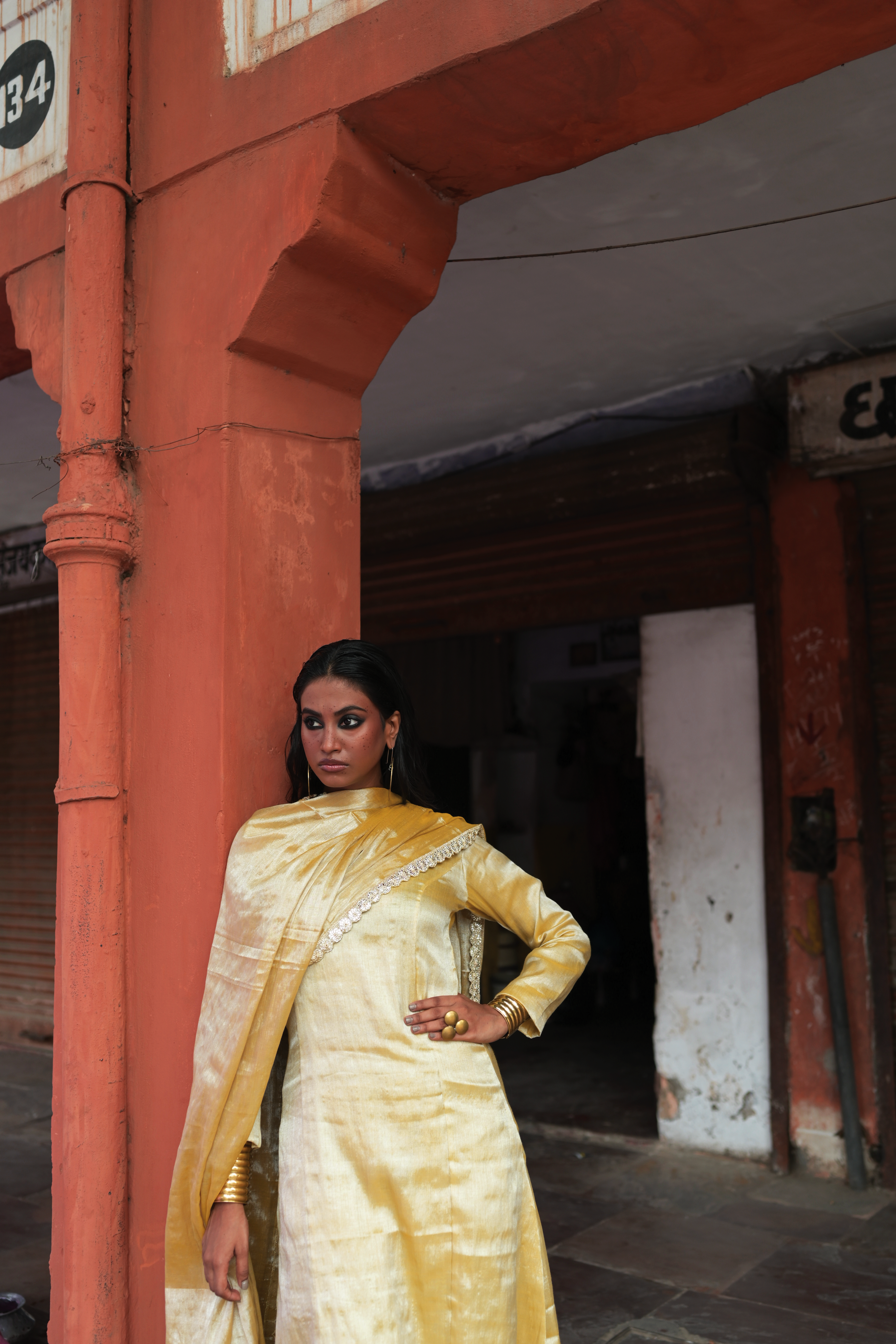 Akshwini I Neon Yellow Handloom Tissue Kurti Pant Set with Dupatta
