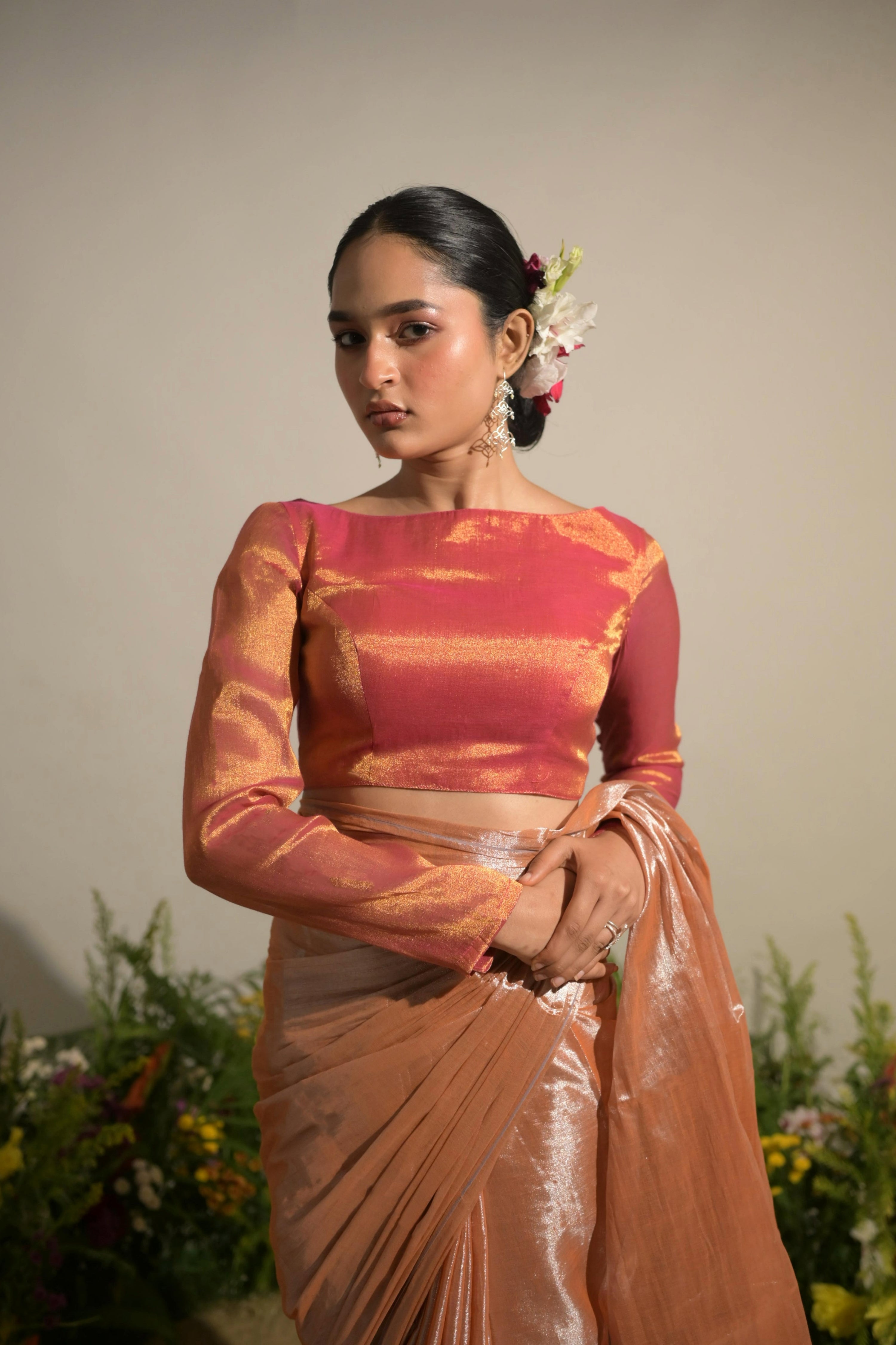 neon-orange-handloom-tissue-blouse