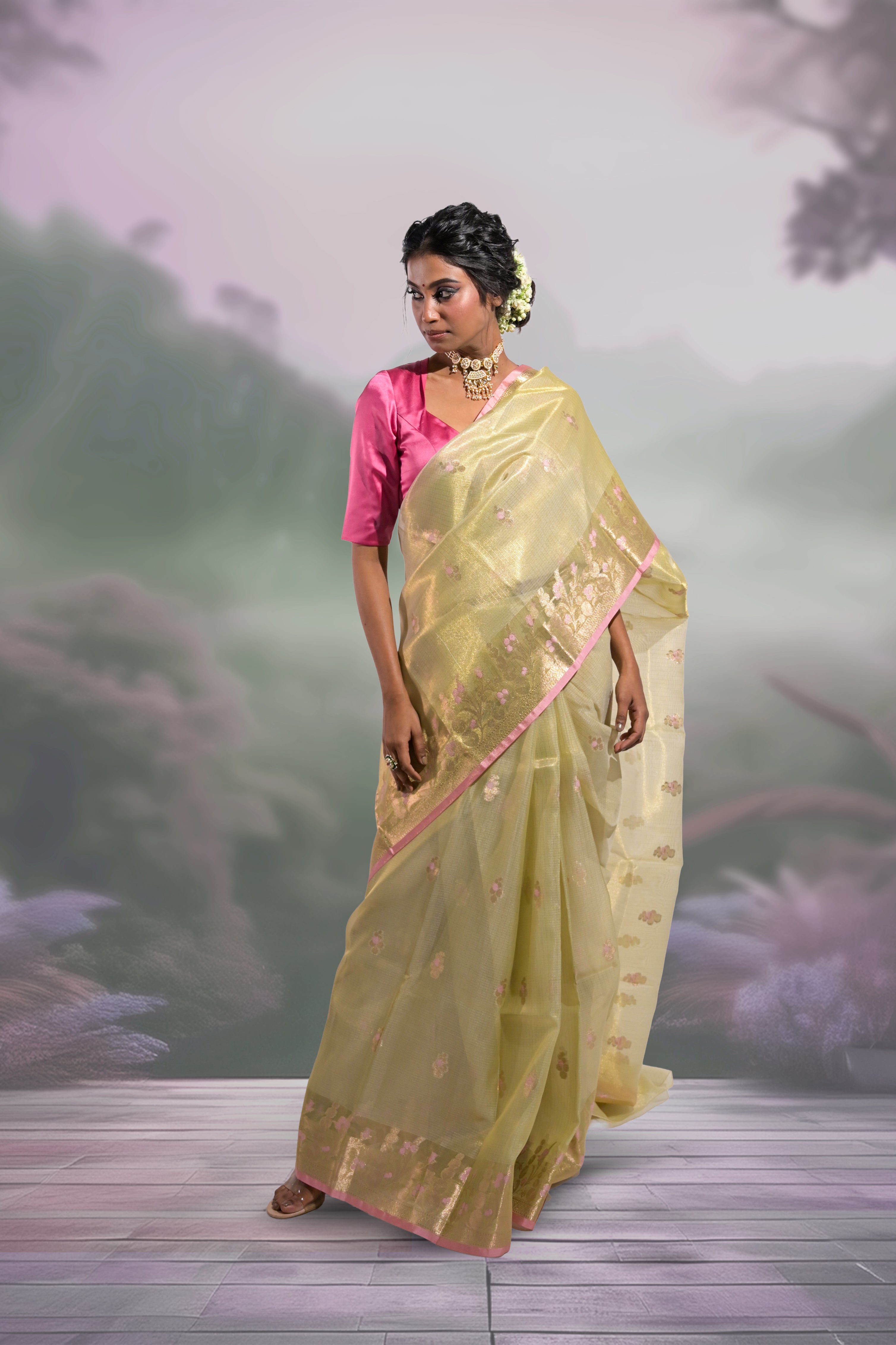 pastel-green-tissue-kota-saree-with-floral-border