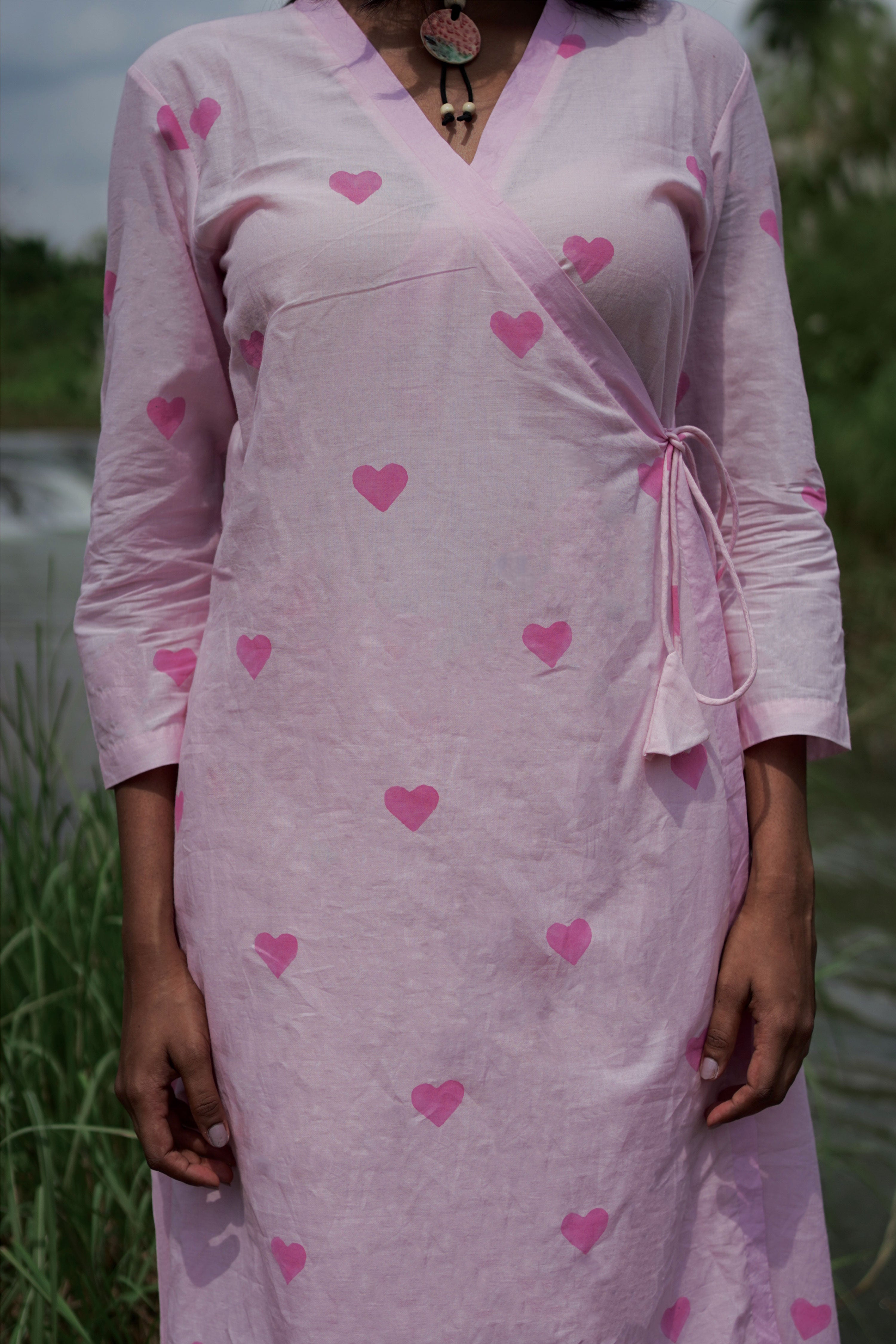 Pihu I Baby pink Cotton Hand Block printed Kurta-pant set