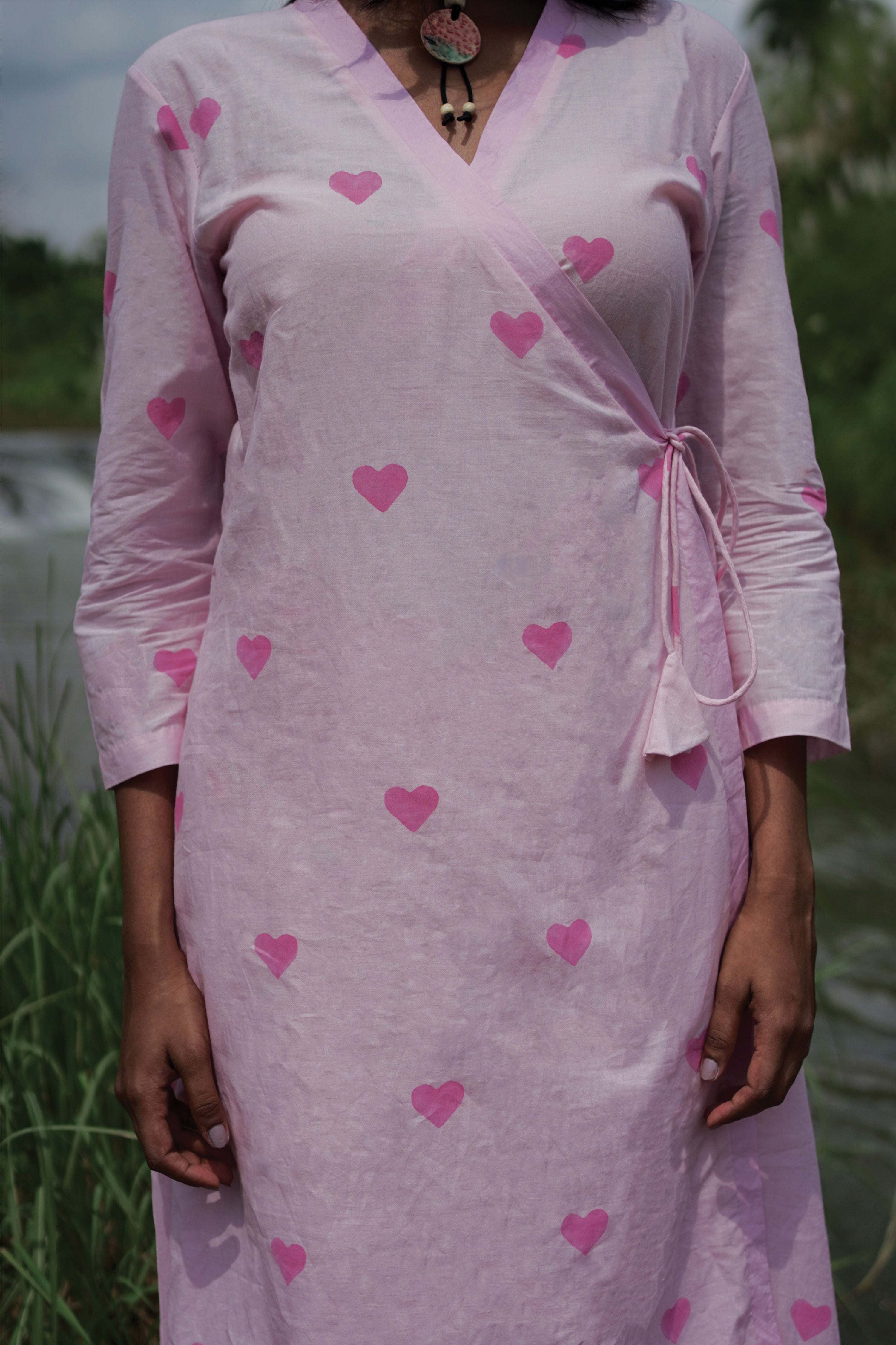 Pihu I Baby pink Cotton Hand Block printed Kurta-pant set