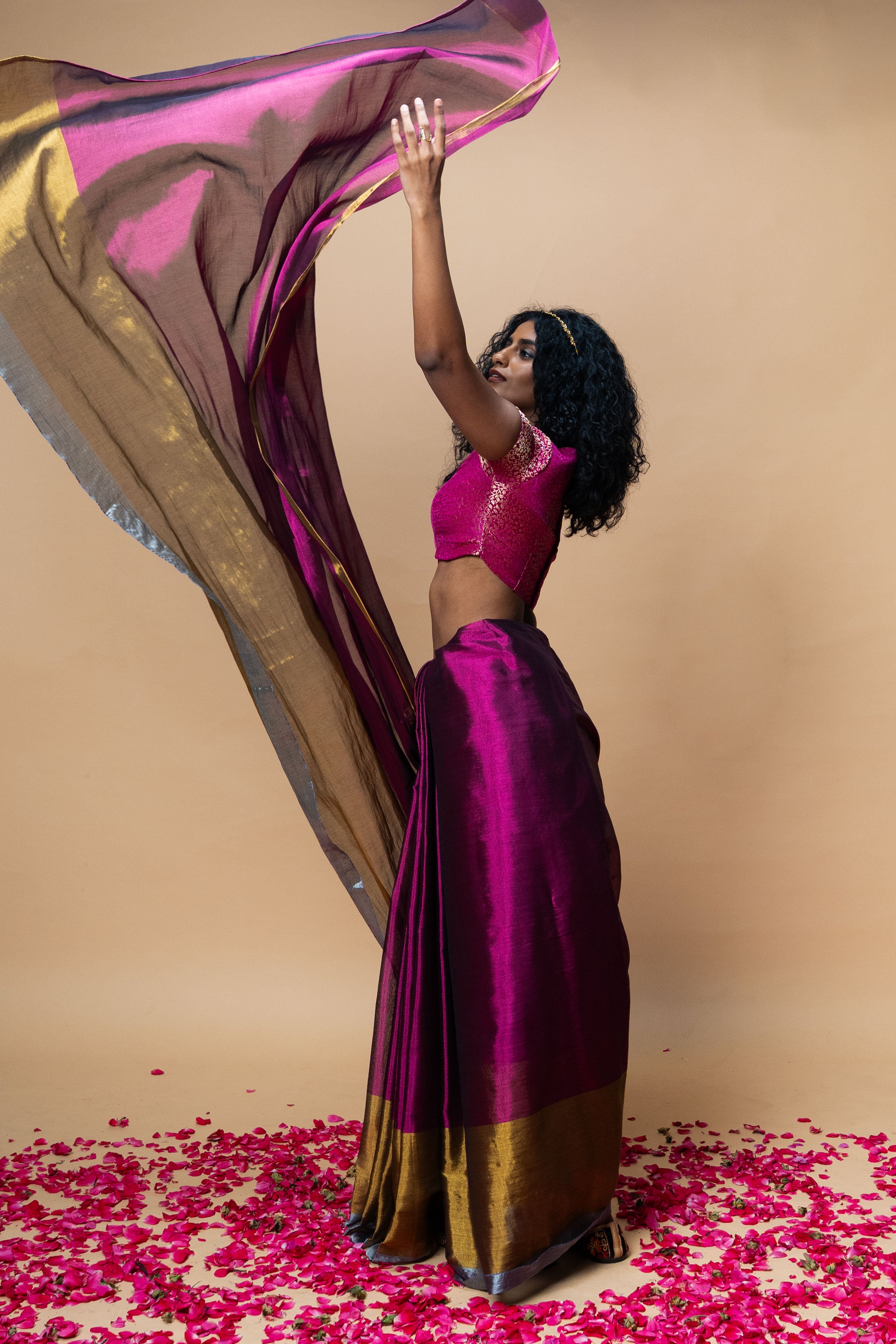 purple-coloured-golden-silver-striped-bordered-saree