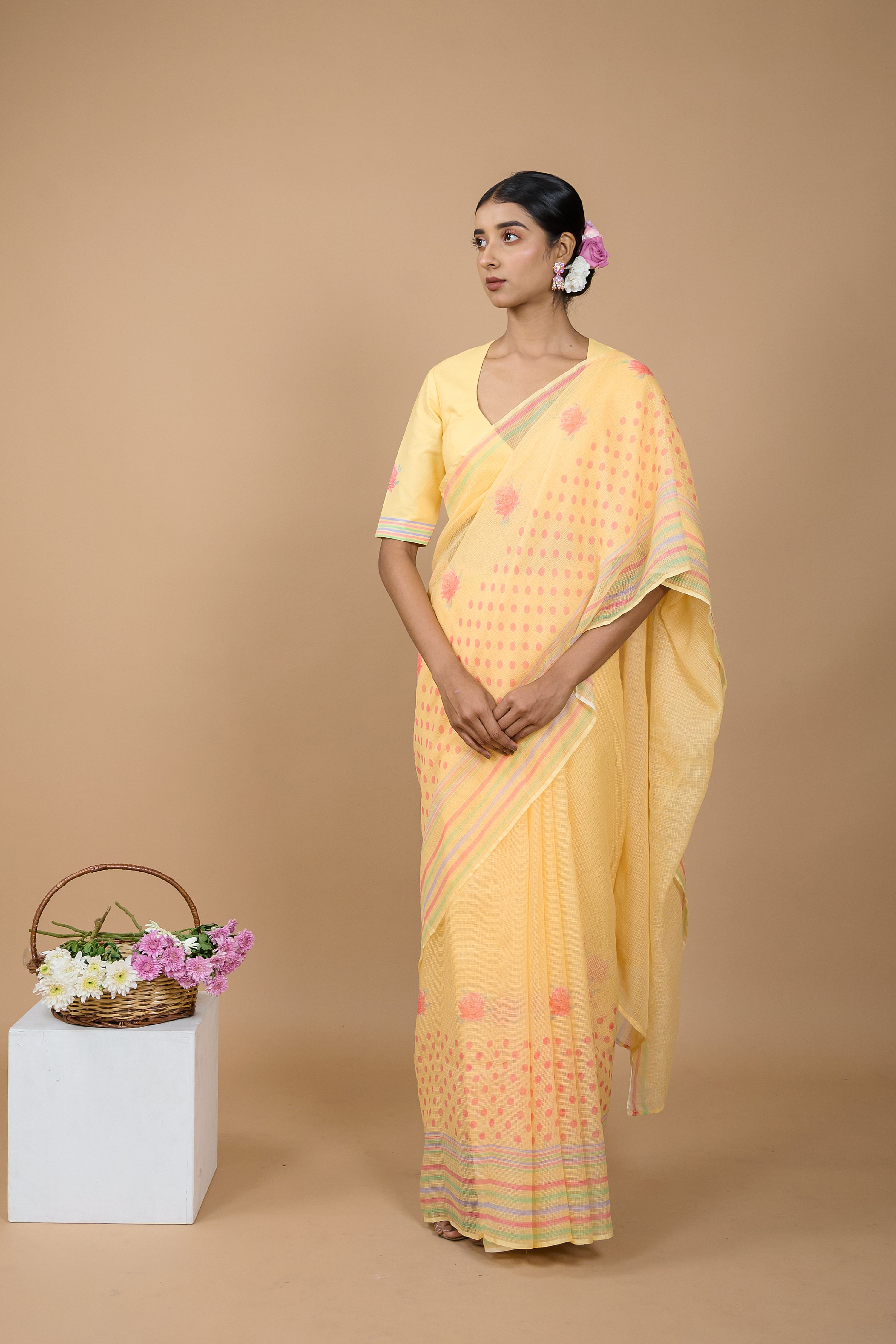 watercolour-wash-effect-floral-print-in-yellow-saree