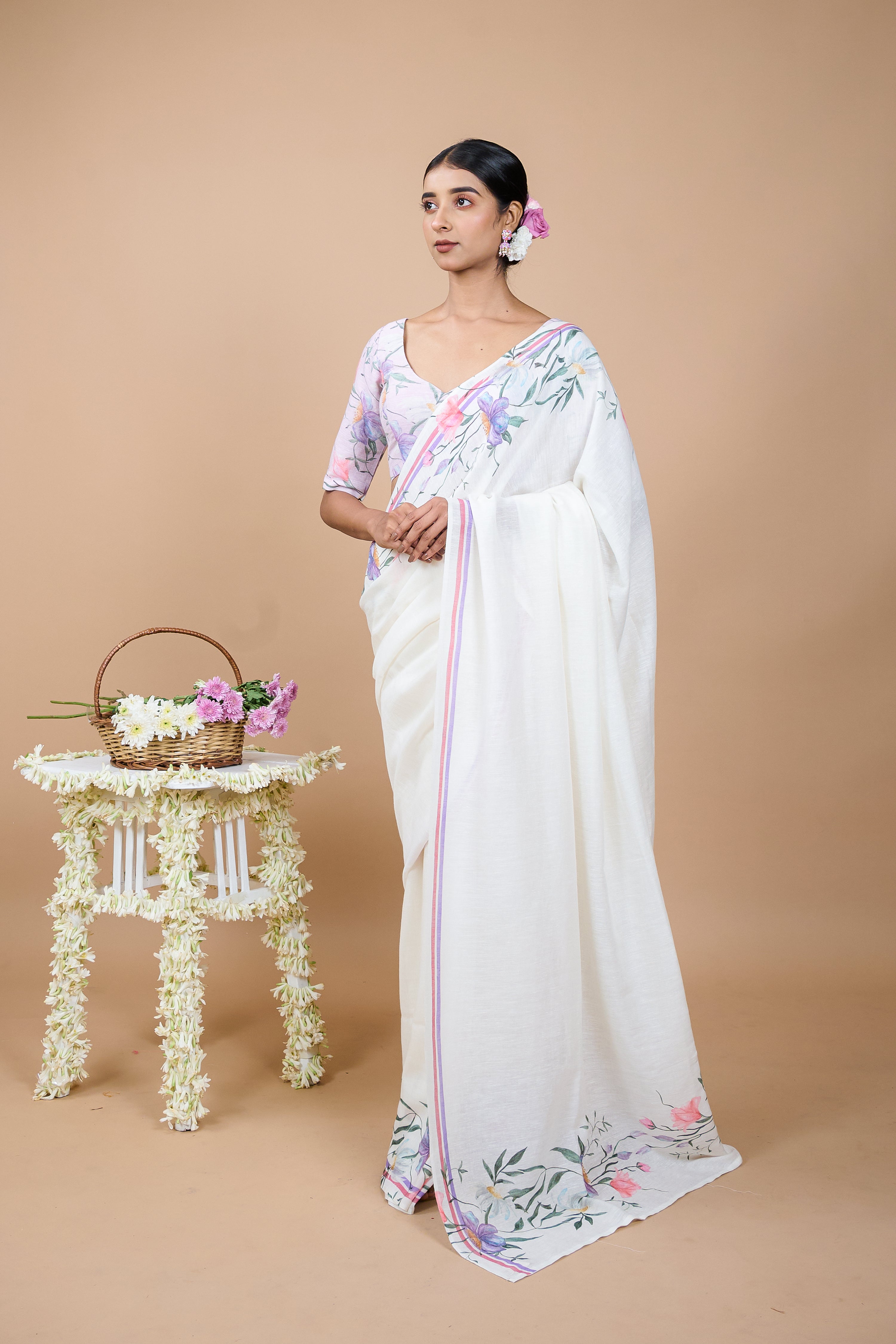 white-coloured-floral-printed-saree