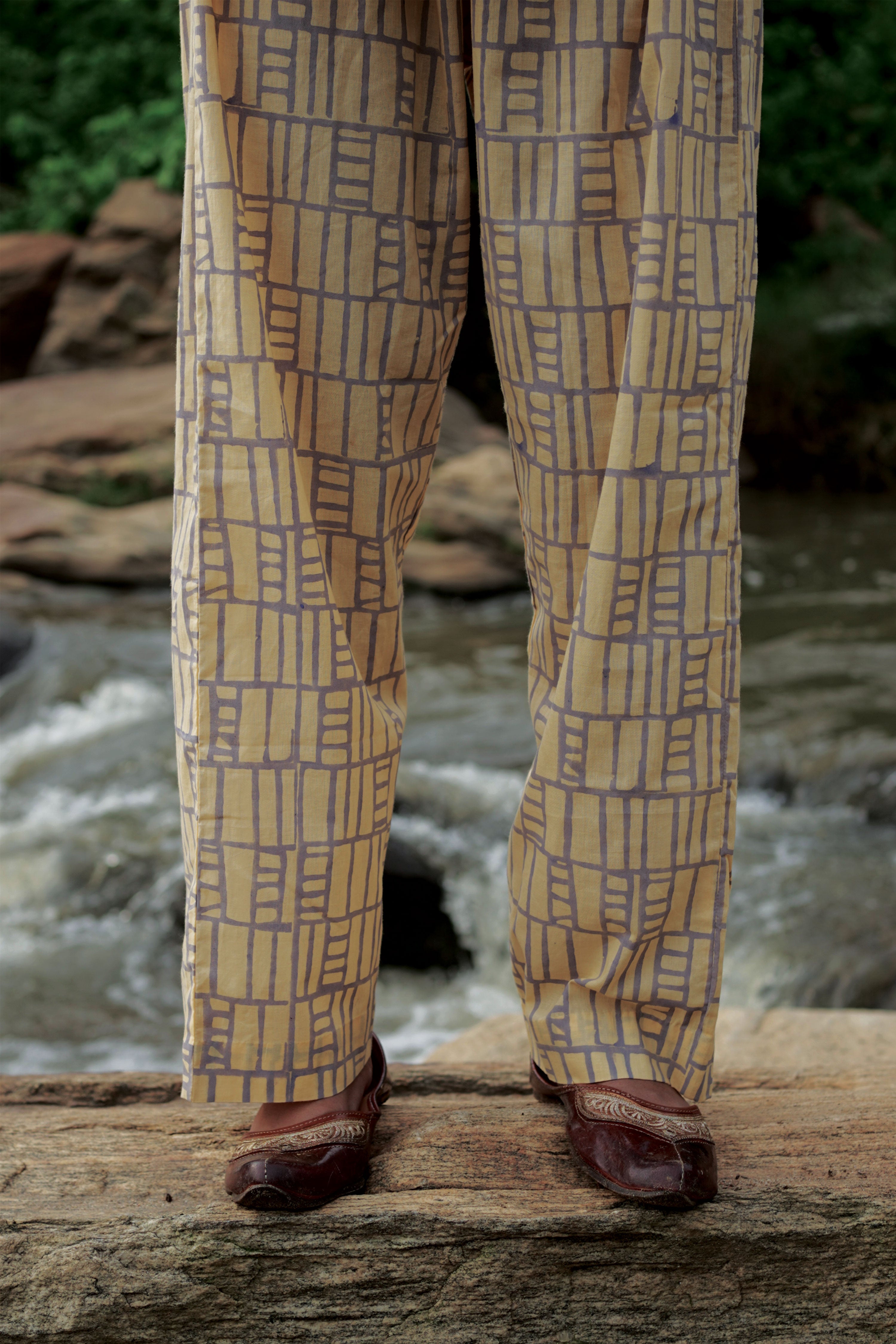 Tia I Yellow Cotton Hand Block printed Kurta-pant set