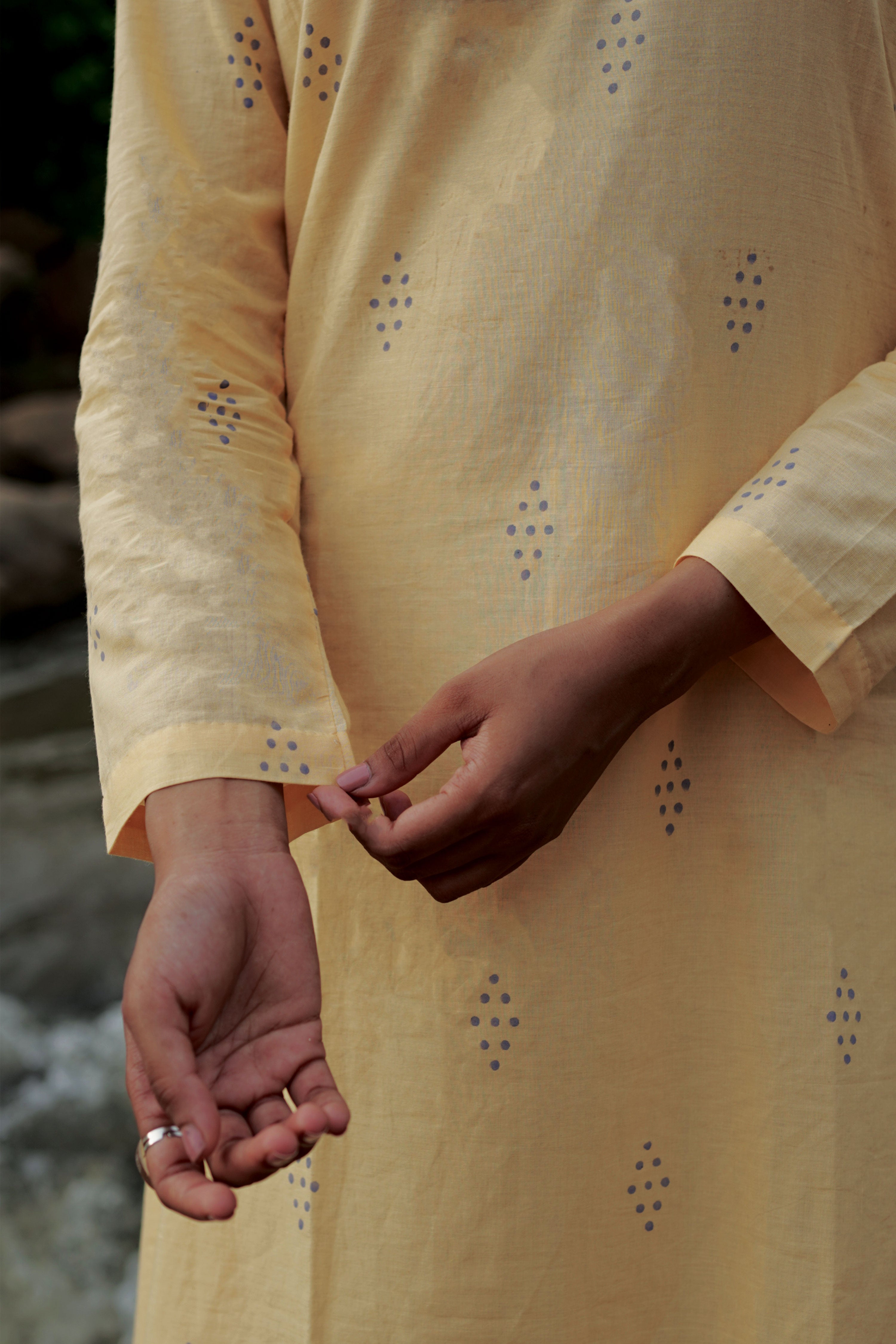 Tia I Yellow Cotton Hand Block printed Kurta-pant set