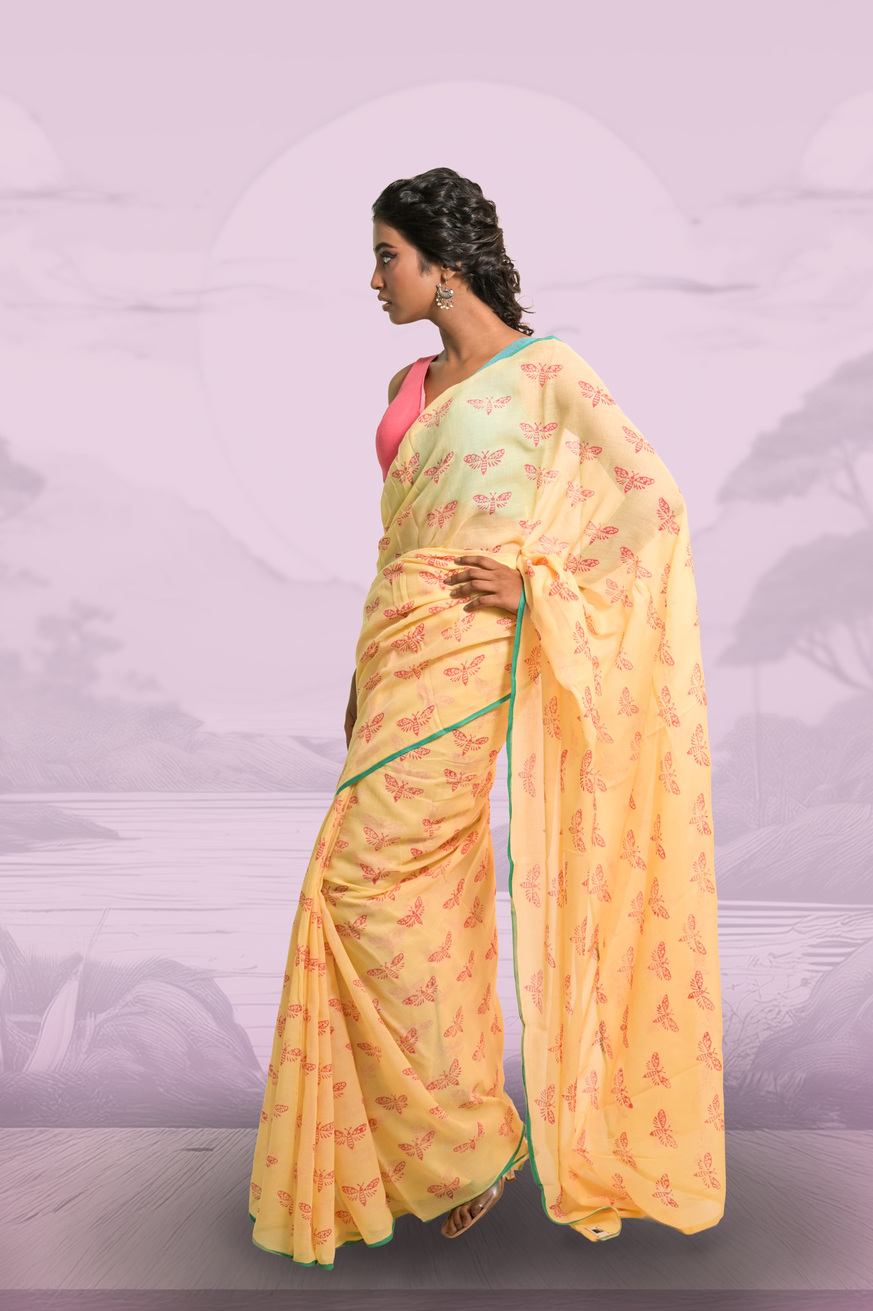 yellow-mul-mul-saree-with-teal-oloured-border