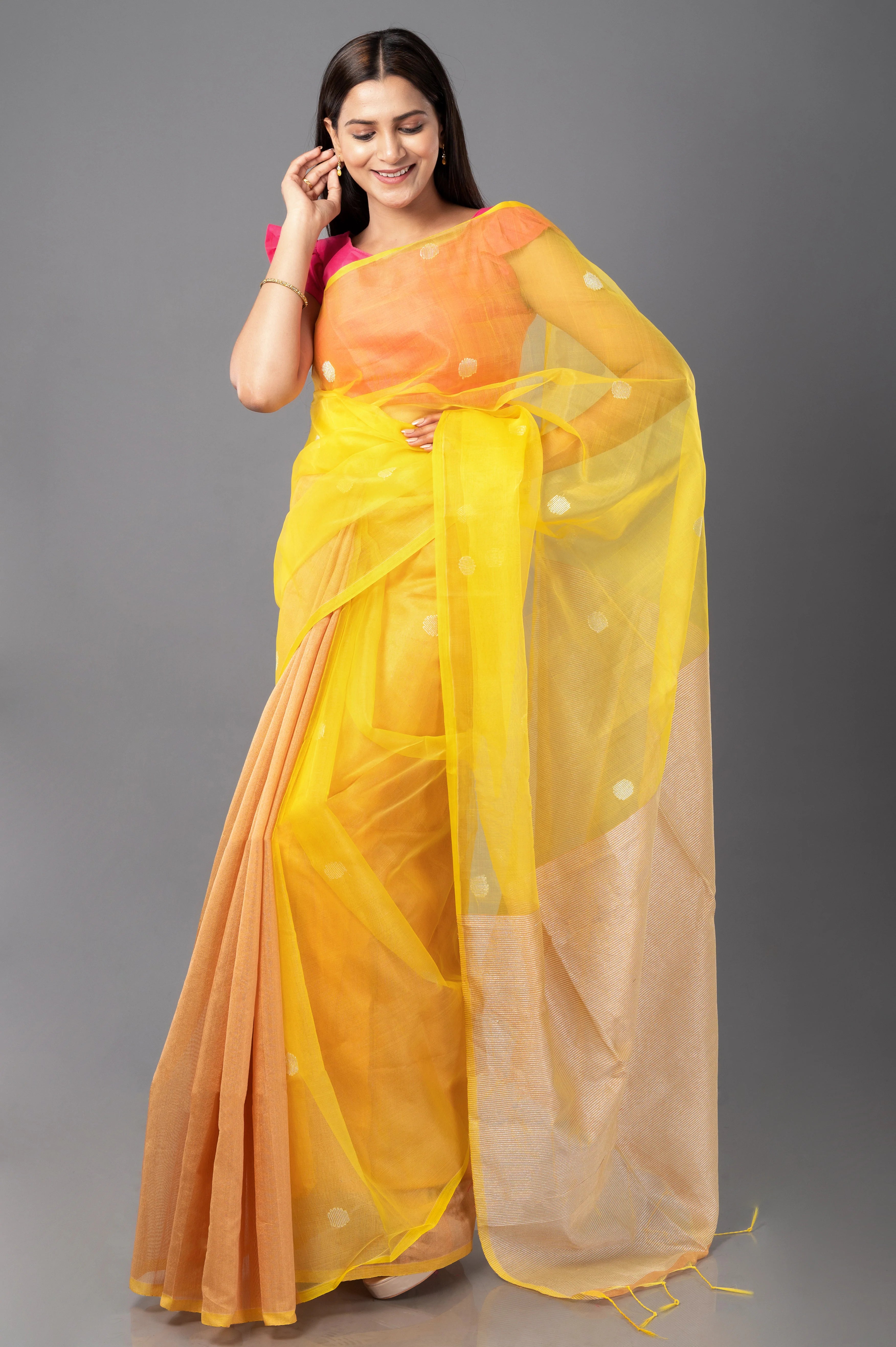 yellow-blossom handloom saree