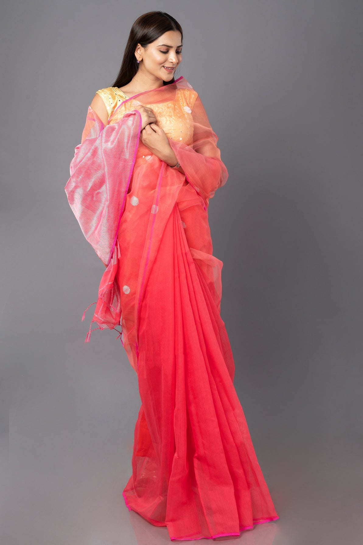peach-blush handloom saree