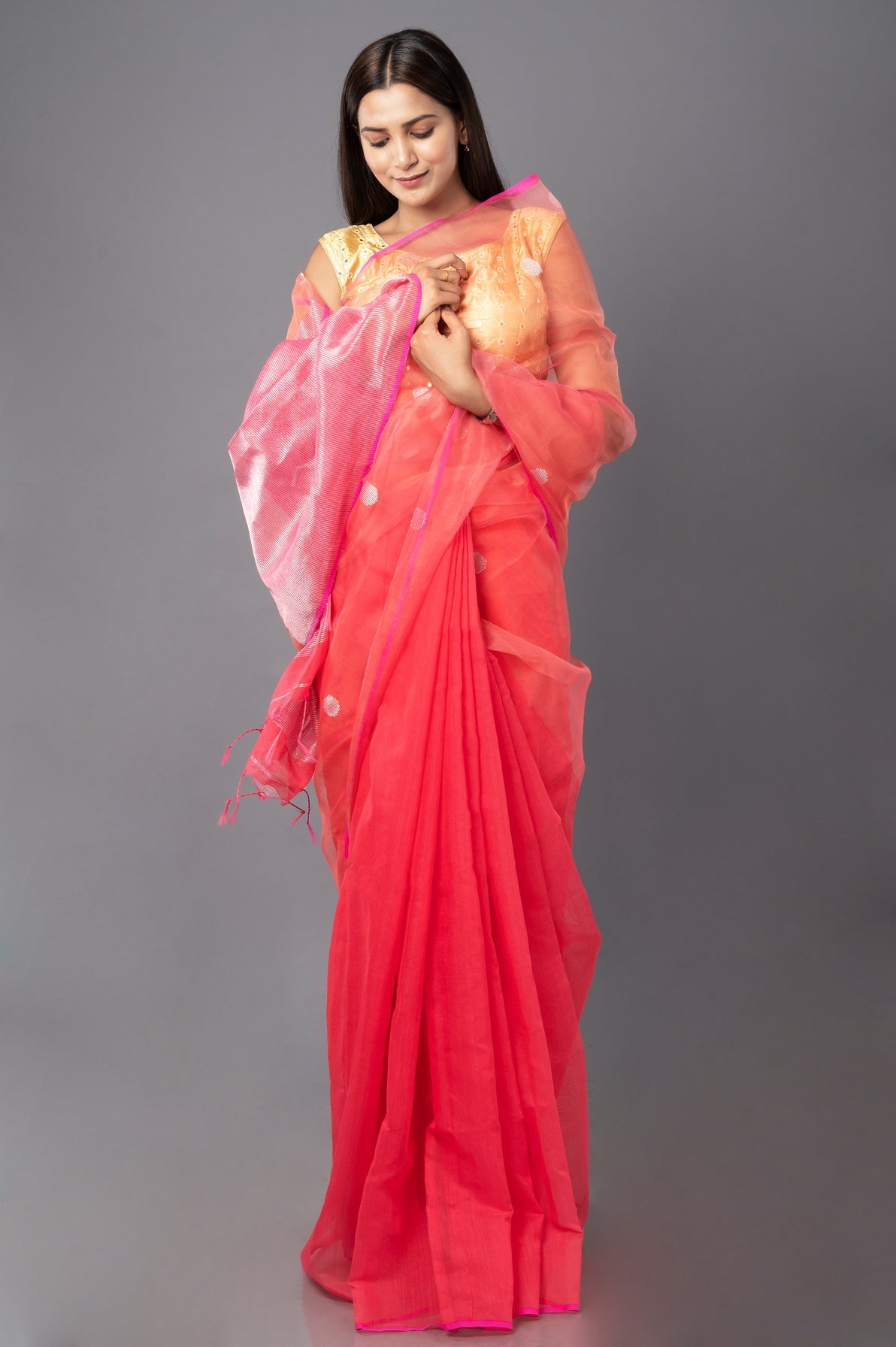 peach-blush handloom saree