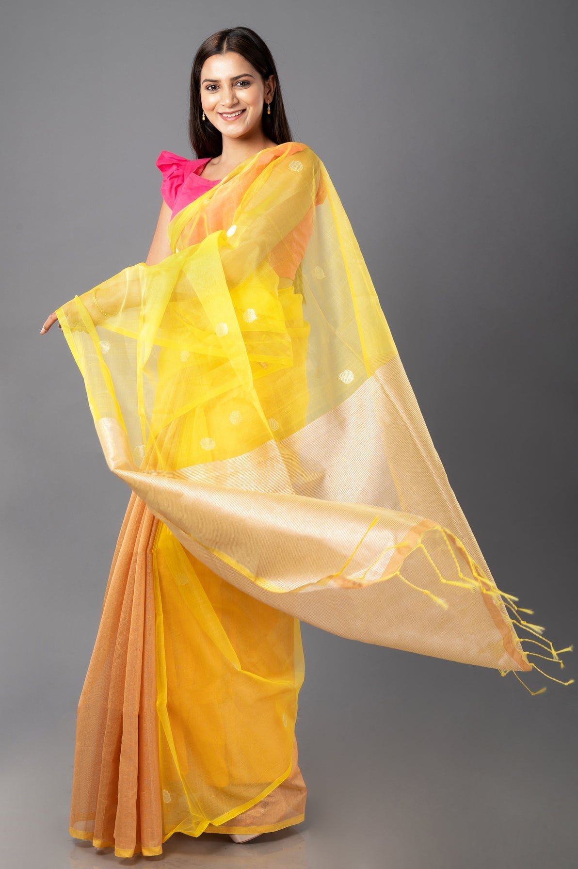 yellow-blossom handloom saree